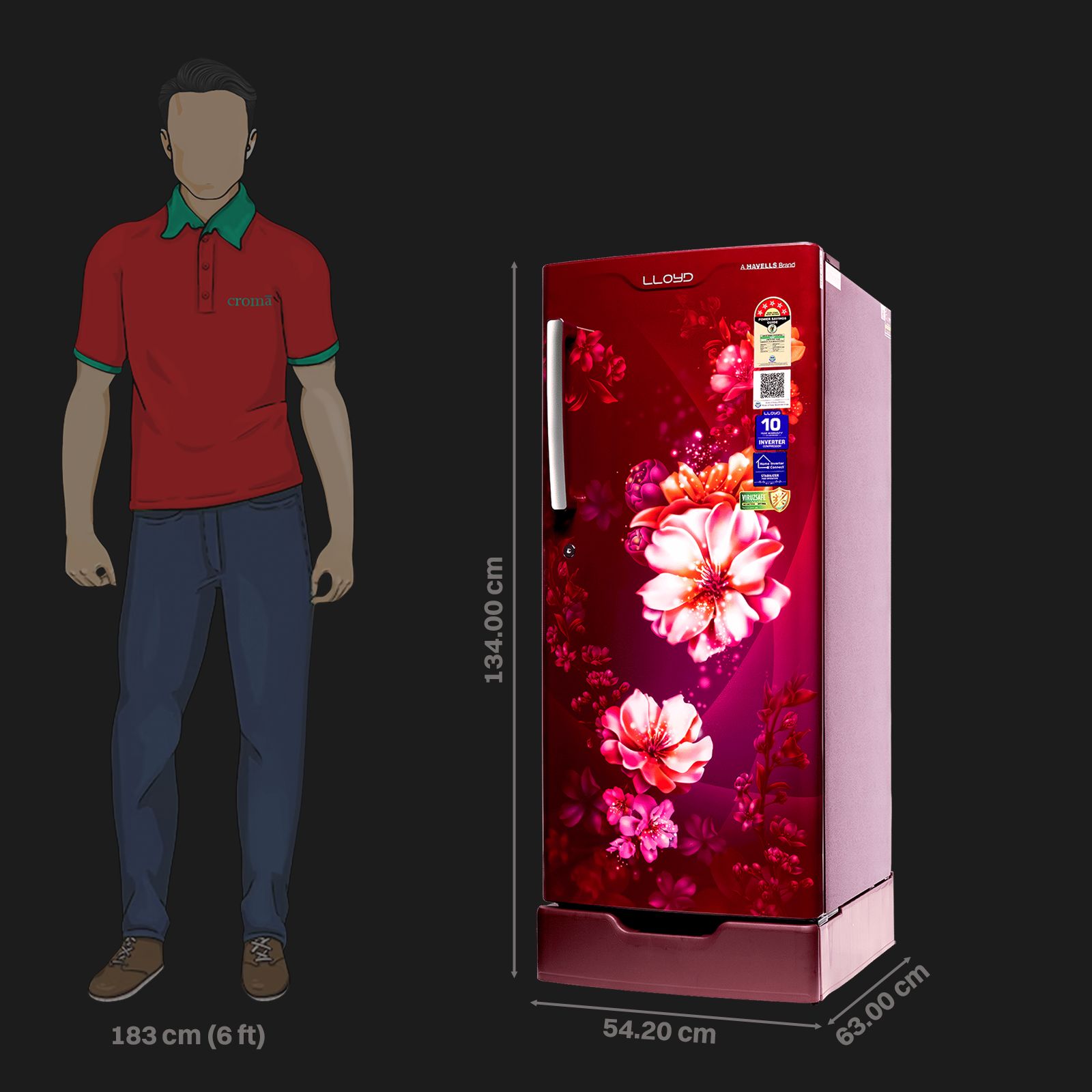 LLYOD 188 Litres 5 Star Direct Cool Single Door Refrigerator with Rapid Freeze Technology (GLDF205SCWS2LC, Cherry Blossom Wine) LLYOD 188 Litres 5 Star Direct Cool Single Door Refrigerator with Rapid Freeze Technology (GLDF205SCWS2LC, Cherry Blossom Wine)_3