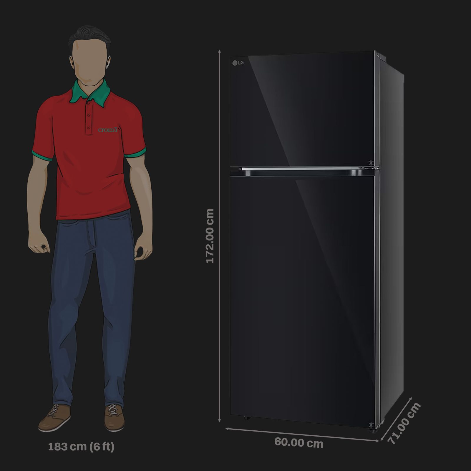 LG 343 Litres 2 Star Frost Free Double Door Convertible Refrigerator with Smart Diagnosis (GL-S382SBMY, Black Mirror)_3