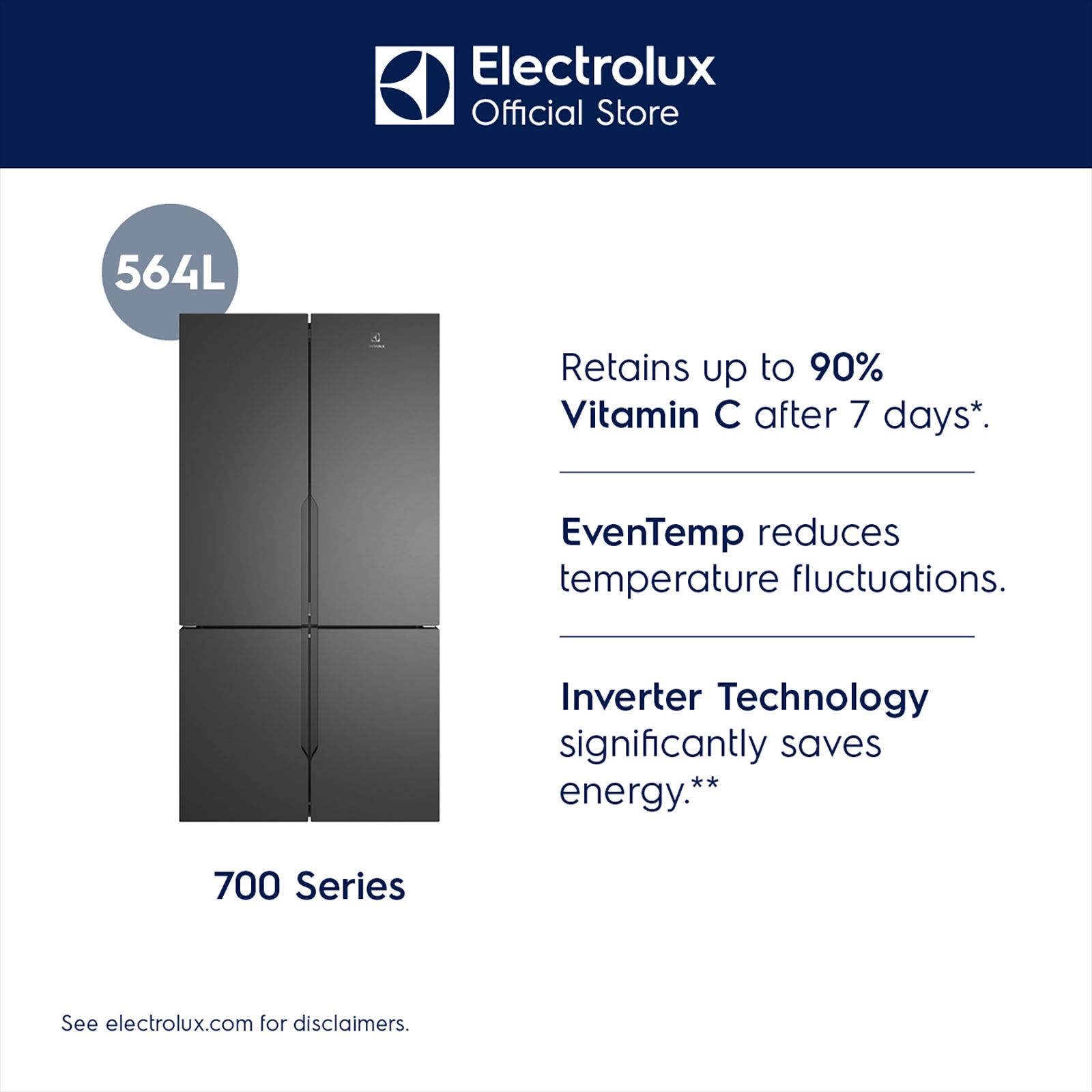 Electrolux 700 Series 564 Litres Frost Free French Door Refrigerator with Electronic Touch Control (EQE5600B-B, Matte Black)_17