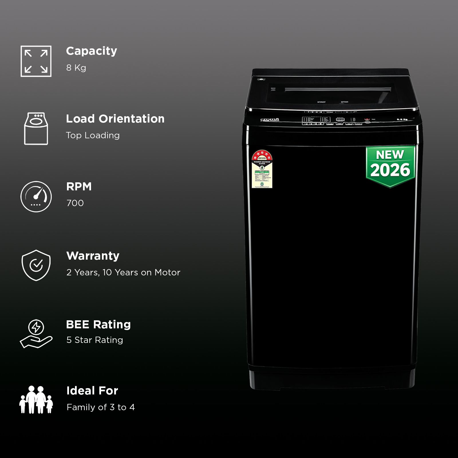 Croma 8 kg 5 Star Fully Automatic Top Load Washing Machine (Aqua Reserve, Neel Black) Croma 8 kg 5 Star Fully Automatic Top Load Washing Machine (Aqua Reserve, Neel Black)_3