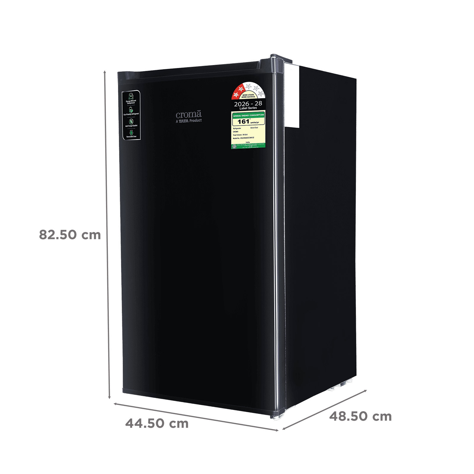 Croma 84 Litres 2 Star Direct Cool Single Door Refrigerator with Anti Fungal Gasket (Black) Croma 84 Litres 2 Star Direct Cool Single Door Refrigerator with Anti Fungal Gasket (Black)_2