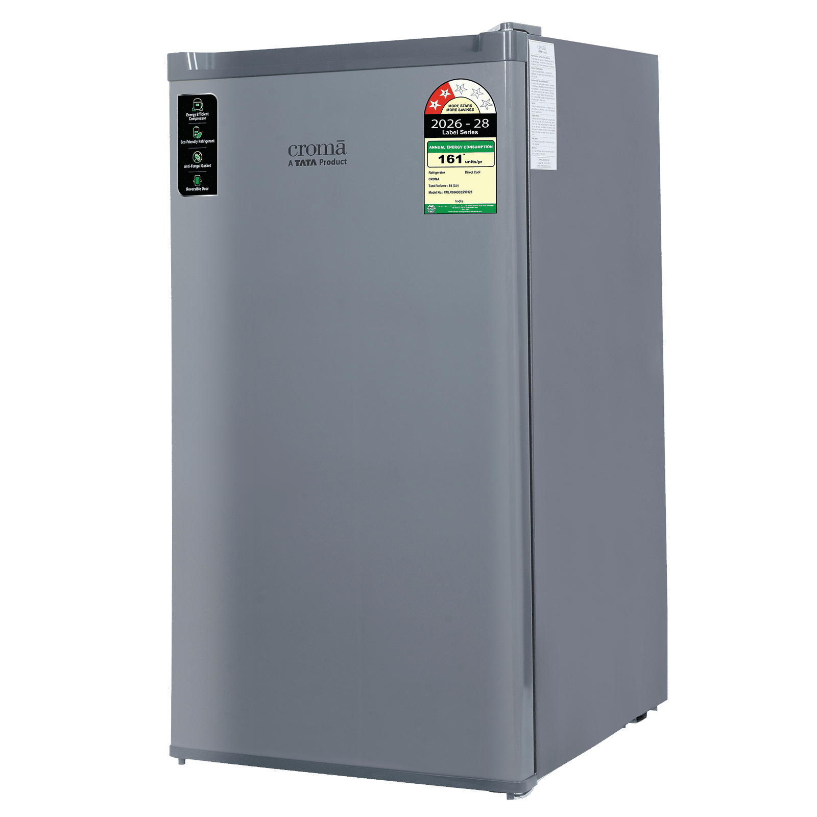 Croma 84 Litres 2 Star Direct Cool Single Door Refrigerator with Anti Fungal Gasket (Grey) Croma 84 Litres 2 Star Direct Cool Single Door Refrigerator with Anti Fungal Gasket (Grey)_11