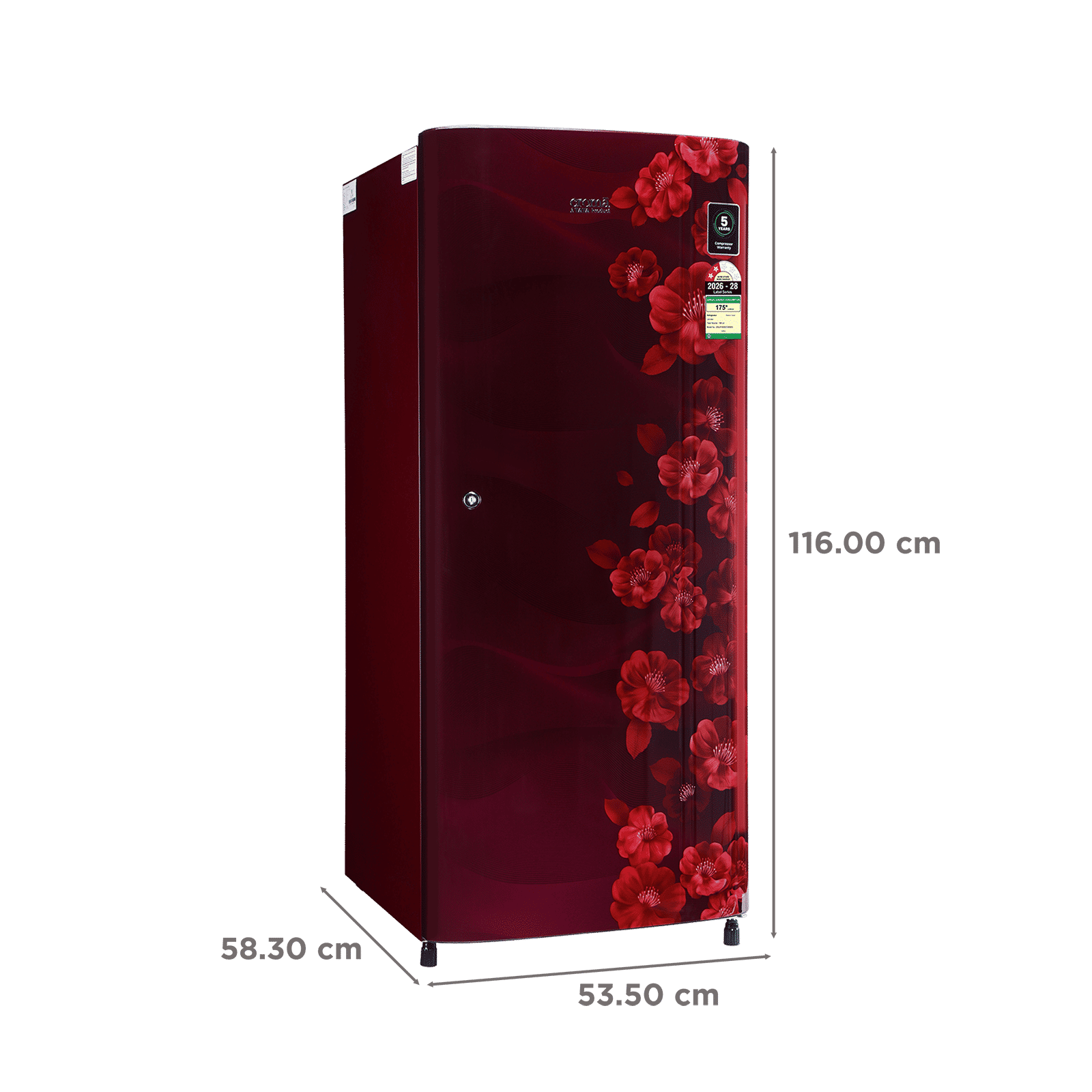 Croma 190 Litres 2 Star Direct Cool Single Door Refrigerator with Adjustable Toughened Glass Shelves (Sunlit Wine) Croma 190 Litres 2 Star Direct Cool Single Door Refrigerator with Adjustable Toughened Glass Shelves (Sunlit Wine)_3