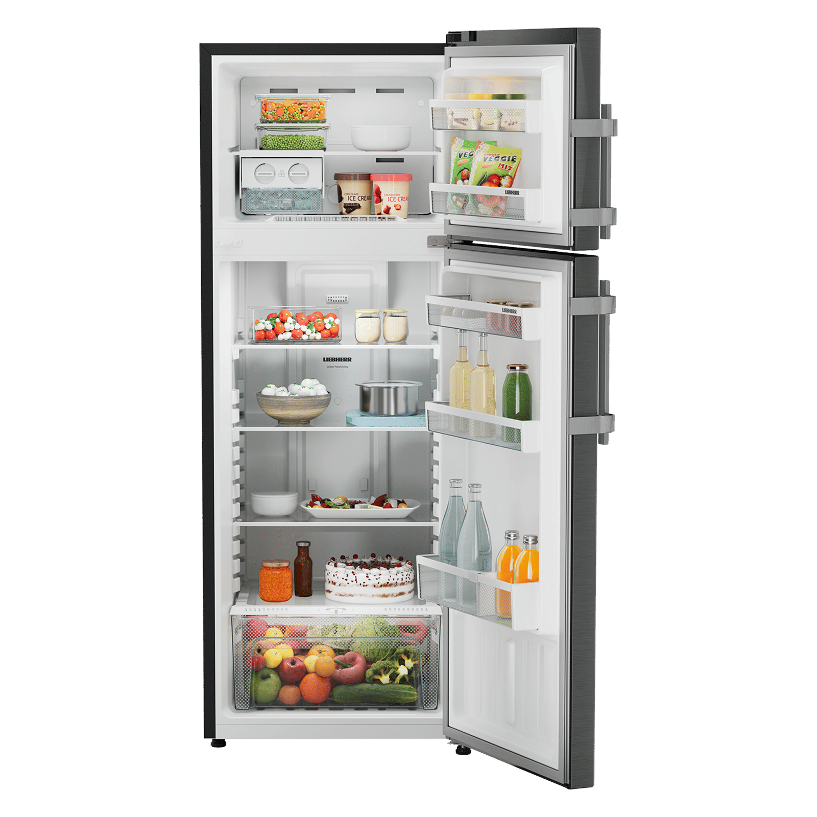 LIEBHERR Cluster 1 269 Litres 1 Star Frost Free Double Door Refrigerator with Central Power Cooling Technology (TCLbsA 2711, Black Steel) (2026 Model)_4