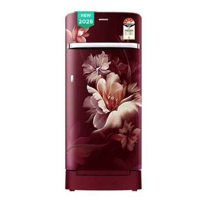 Samsung RR21 189 Litres 4 Star Direct Cool Single Door Refrigerator with Anti Bacterial Gasket (RR21H2H24RZ/HL, Midnight Blossom Red) (2026 Model)