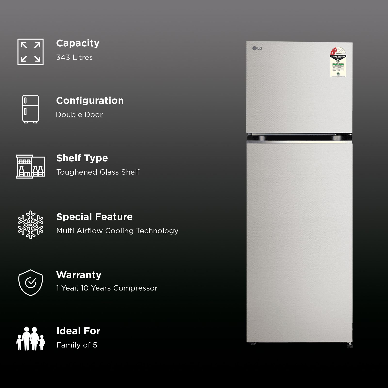 LG 343 Litres 2 Star Frost Free Double Door Convertible Refrigerator with Smart Diagnosis (GLT3426SNUS, Urban Steel) (2026 Model) LG 343 Litres 2 Star Frost Free Double Door Convertible Refrigerator with Smart Diagnosis (GLT3426SNUS, Urban Steel) (2026 Model)_2