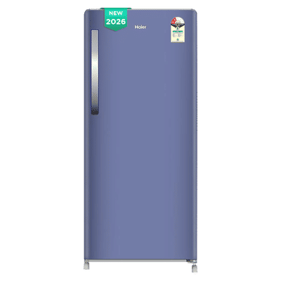 Haier 190 Litres 2 Star Direct Cool Single Door Refrigerator with Toughened Glass Shelves (HRD-2112BRBA-N, Radish Blue) (2026 Model) (2026 Model)