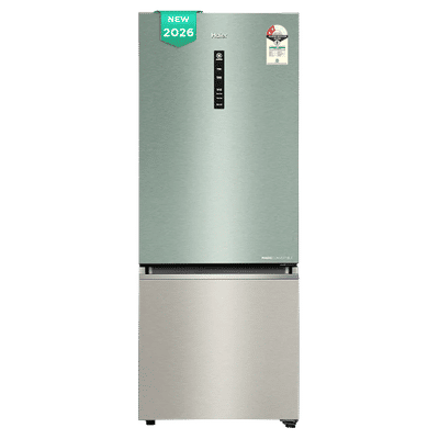 Haier 325 Litres 2 Star Frost Free Double Door Bottom Mount Convertible Refrigerator with Triple Inverter Technology (HRB-3752SGGA-P, Sage Green Glass) (2026 Model)