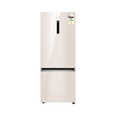 Haier 445 Litres 1 Star Frost Free Double Door Bottom Mount Convertible Refrigerator with Digital Display (HRB-4951PBGA-P, Beige Glass)
