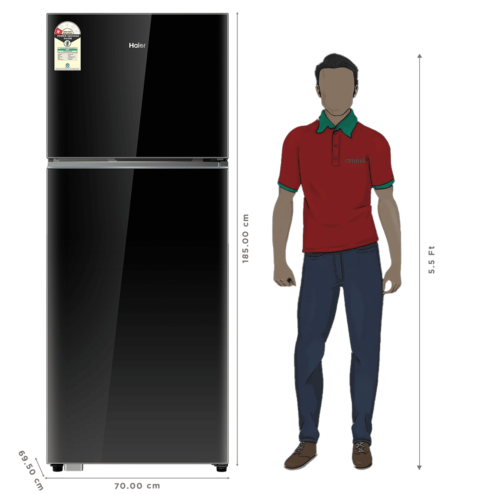 Haier 475 Litres 1 Star Frost Free Double Door Refrigerator with Solar Connectivity (HRF-5251PKGA-N, Black Glass) (2026 Model) Haier 475 Litres 1 Star Frost Free Double Door Refrigerator with Solar Connectivity (HRF-5251PKGA-N, Black Glass) (2026 Model)_3