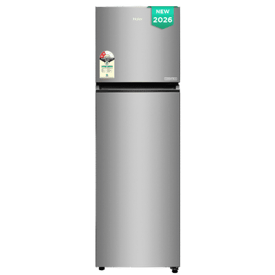Haier 268 Litres 2 Star Frost Free Double Door Convertible Refrigerator with 200% Faster Ice Maker (HRF-3182IBNSA-P, Nickel Steel) (2026 Model)