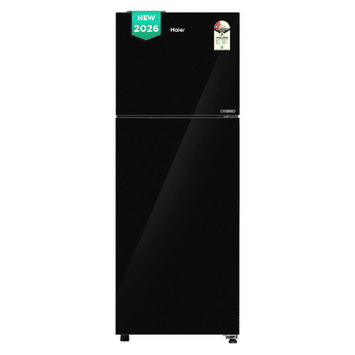 Haier 268 Litres 2 Star Frost Free Double Door Convertible Refrigerator with 200% Faster Ice Maker (HRF-3182PKGA-P, Black Glass) (2026 Model) (2026 Model)