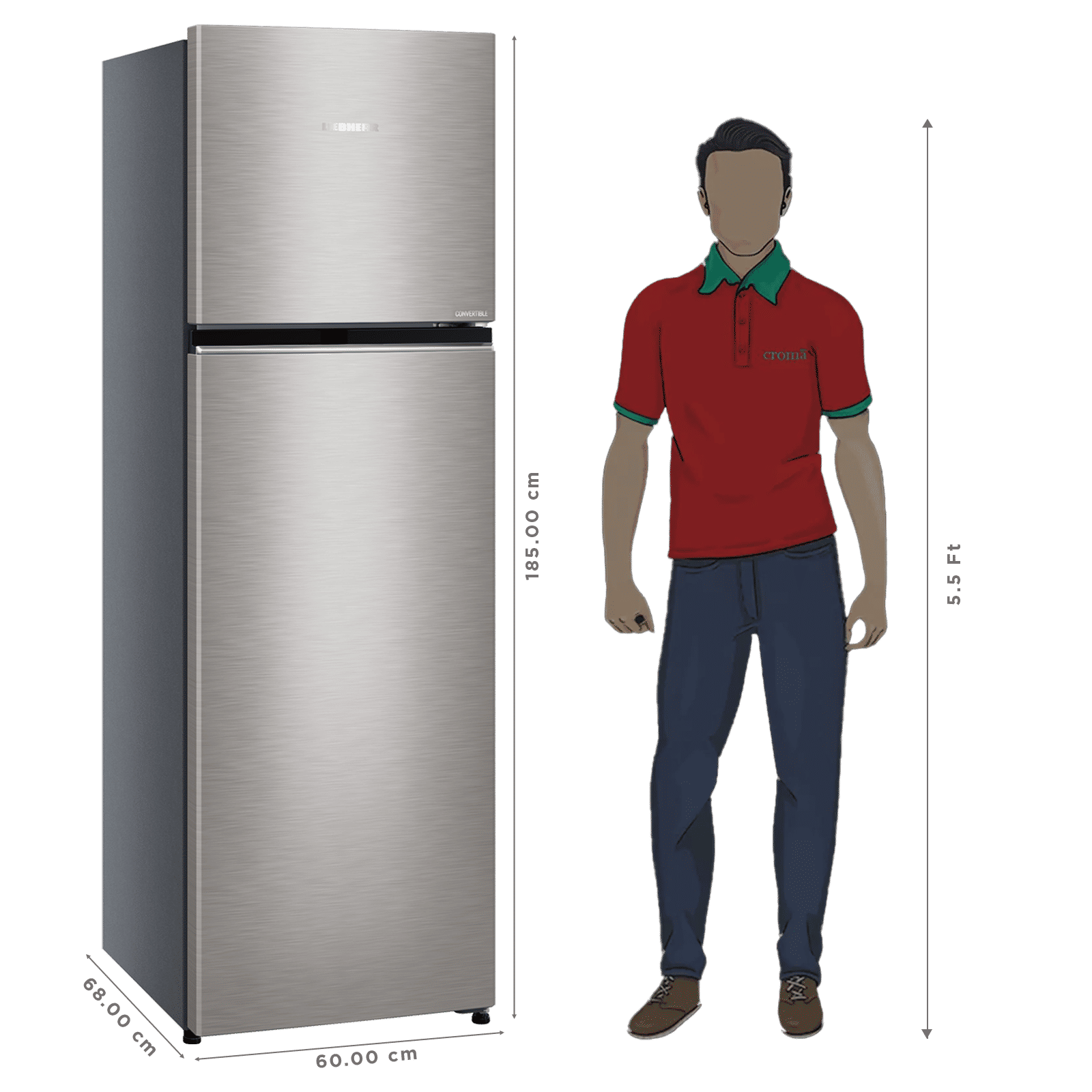 Liebherr Cluster 3 316 Litres 2 Star Frost Free Double Door Convertible Refrigerator with Duo Cool Technology (TVHgsB 3131, Grey Steel) (2026 Model)_3