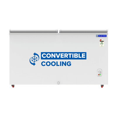 Blue Star N Series 391 Litres 2 Star Manual Defrost Double Door Convertible Deep Freezer with Quadracool Technology (HT2-M425, White)