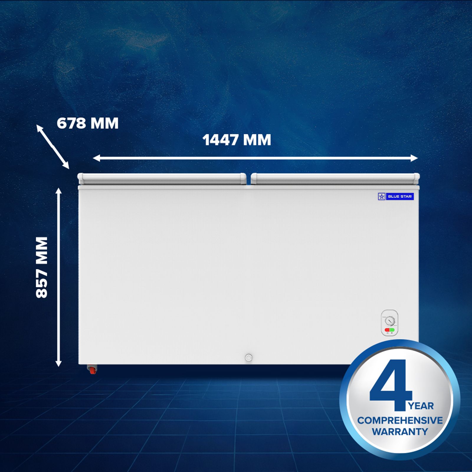 Blue Star N Series 391 Litres 2 Star Manual Defrost Double Door Convertible Deep Freezer with Quadracool Technology (HT2-M425, White) Blue Star N Series 391 Litres 2 Star Manual Defrost Double Door Convertible Deep Freezer with Quadracool Technology (HT2-M425, White)_8