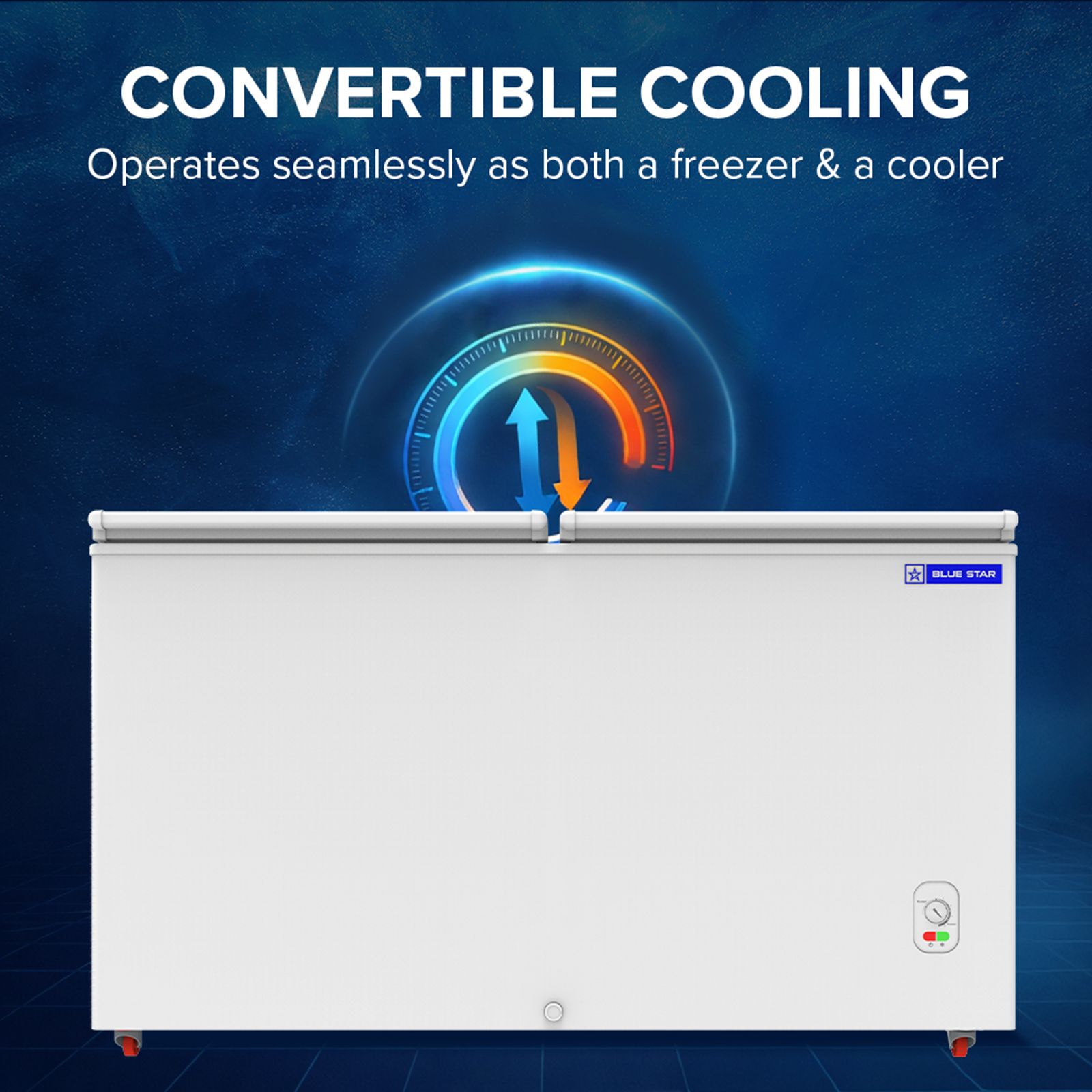 Blue Star N Series 391 Litres 2 Star Manual Defrost Double Door Convertible Deep Freezer with Quadracool Technology (HT2-M425, White) Blue Star N Series 391 Litres 2 Star Manual Defrost Double Door Convertible Deep Freezer with Quadracool Technology (HT2-M425, White)_9