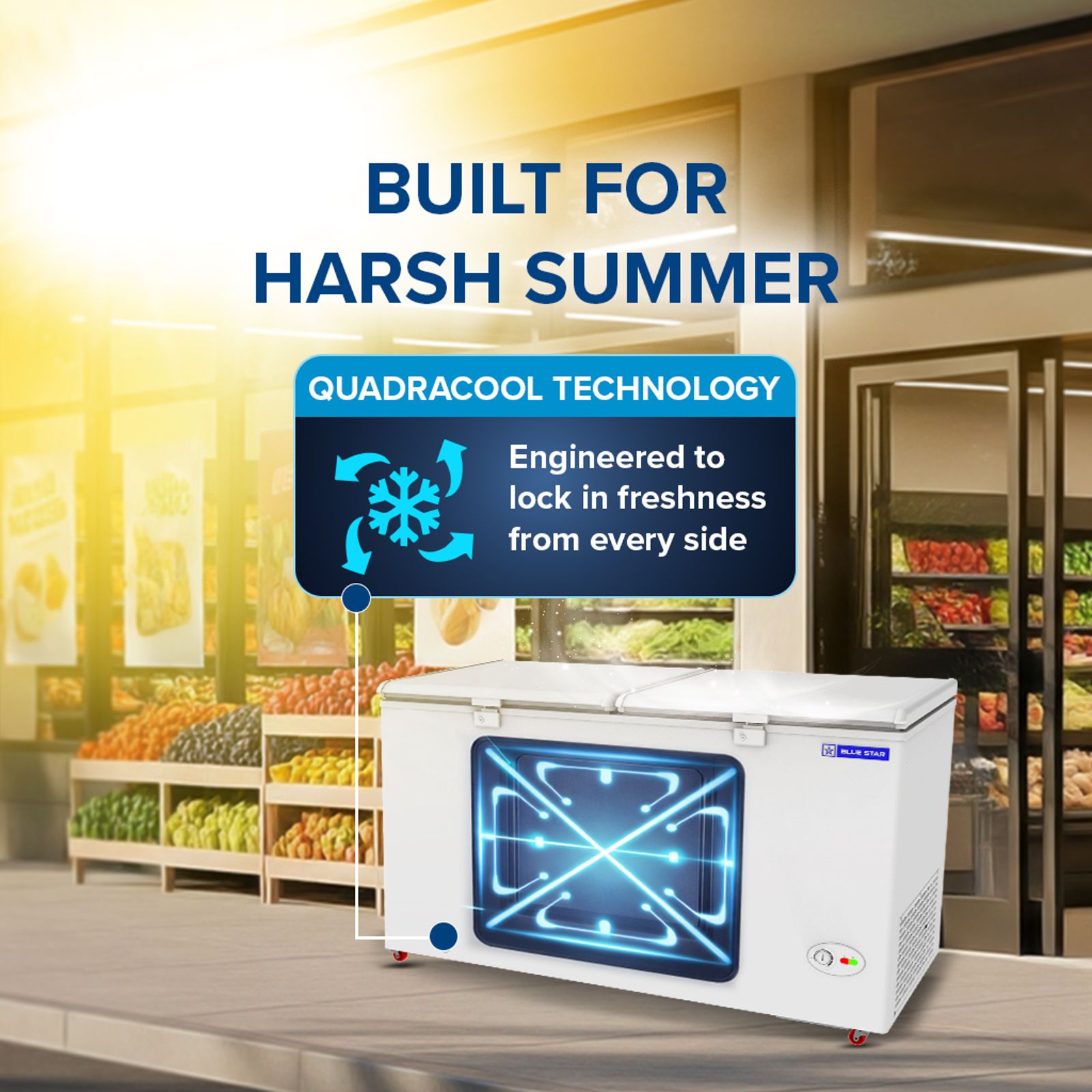 Blue Star N Series 400 Litres 4 Star Manual Defrost Double Door Convertible Deep Freezer with Quadracool Technology (HT4-N450, White)_10
