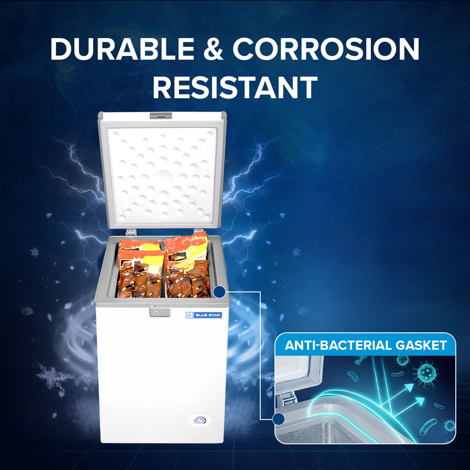 Blue Star N Series 99 Litres 2 Star Direct Cool Single Door Deep Freezer with Quadracool Technology (HT2-N130, White) Blue Star N Series 99 Litres 2 Star Direct Cool Single Door Deep Freezer with Quadracool Technology (HT2-N130, White)_9