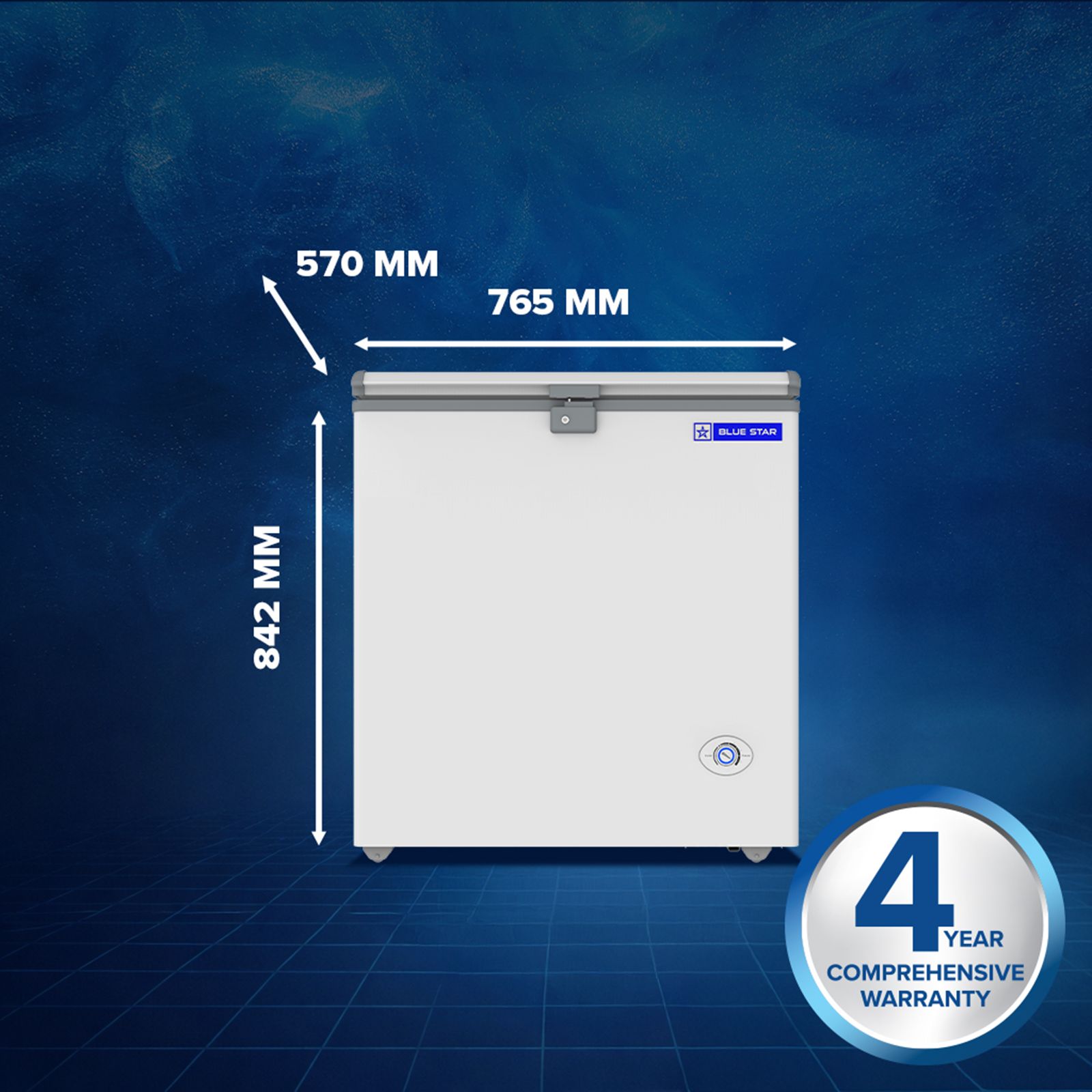 Blue Star N Series 150 Litres 3 Star Direct Cool Single Door Deep Freezer with Quadracool Technology (HT3-N180, White) Blue Star N Series 150 Litres 3 Star Direct Cool Single Door Deep Freezer with Quadracool Technology (HT3-N180, White)_9