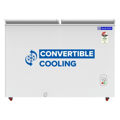 Blue Star N Series 293 Litres 3 Star Manual Defrost Double Door Convertible Deep Freezer with Quadracool Technology (HT3-M325, White)