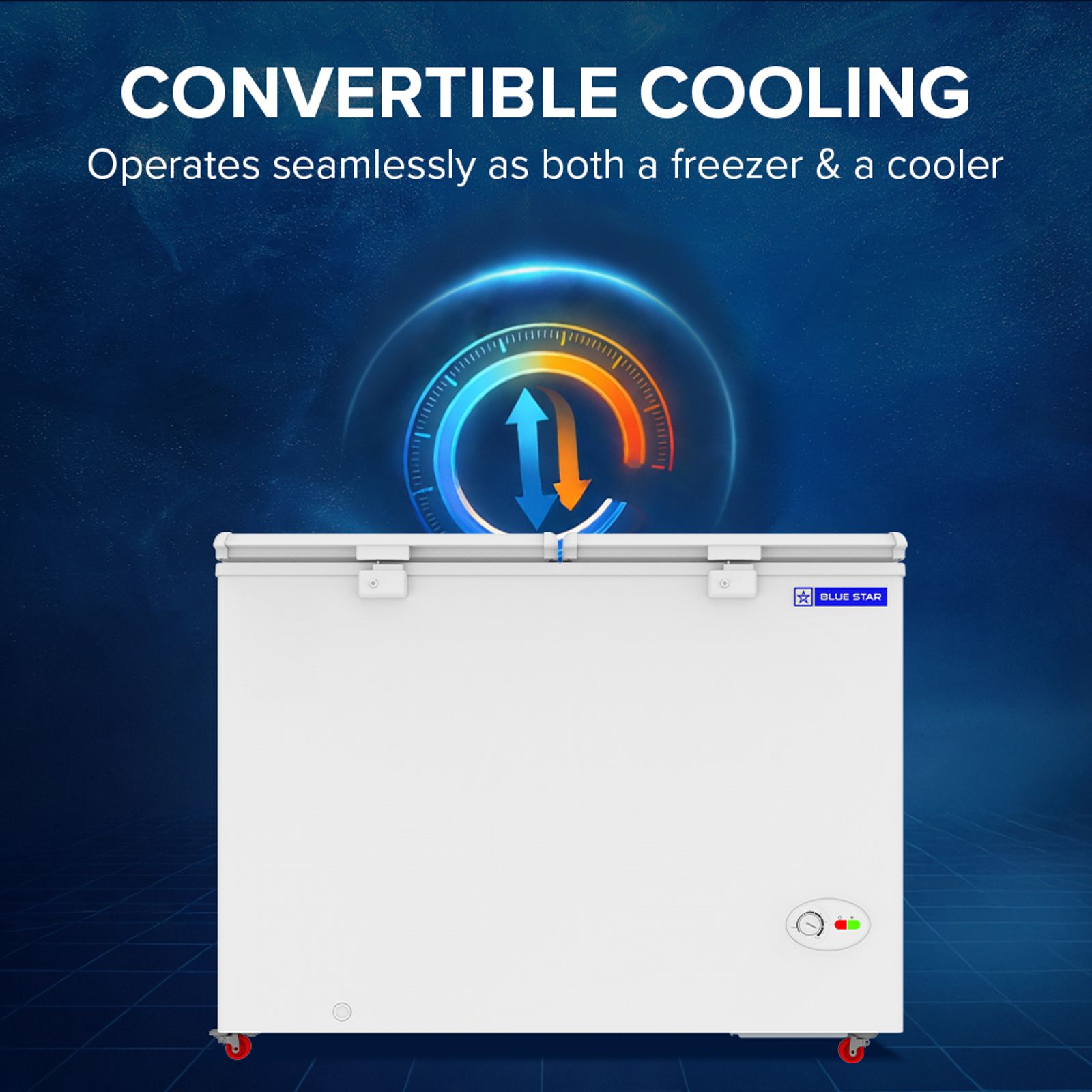 Blue Star N Series 300 Litres 4 Star Manual Defrost Double Door Convertible Deep Freezer with Quadracool Technology (HT4-N350, White)_9