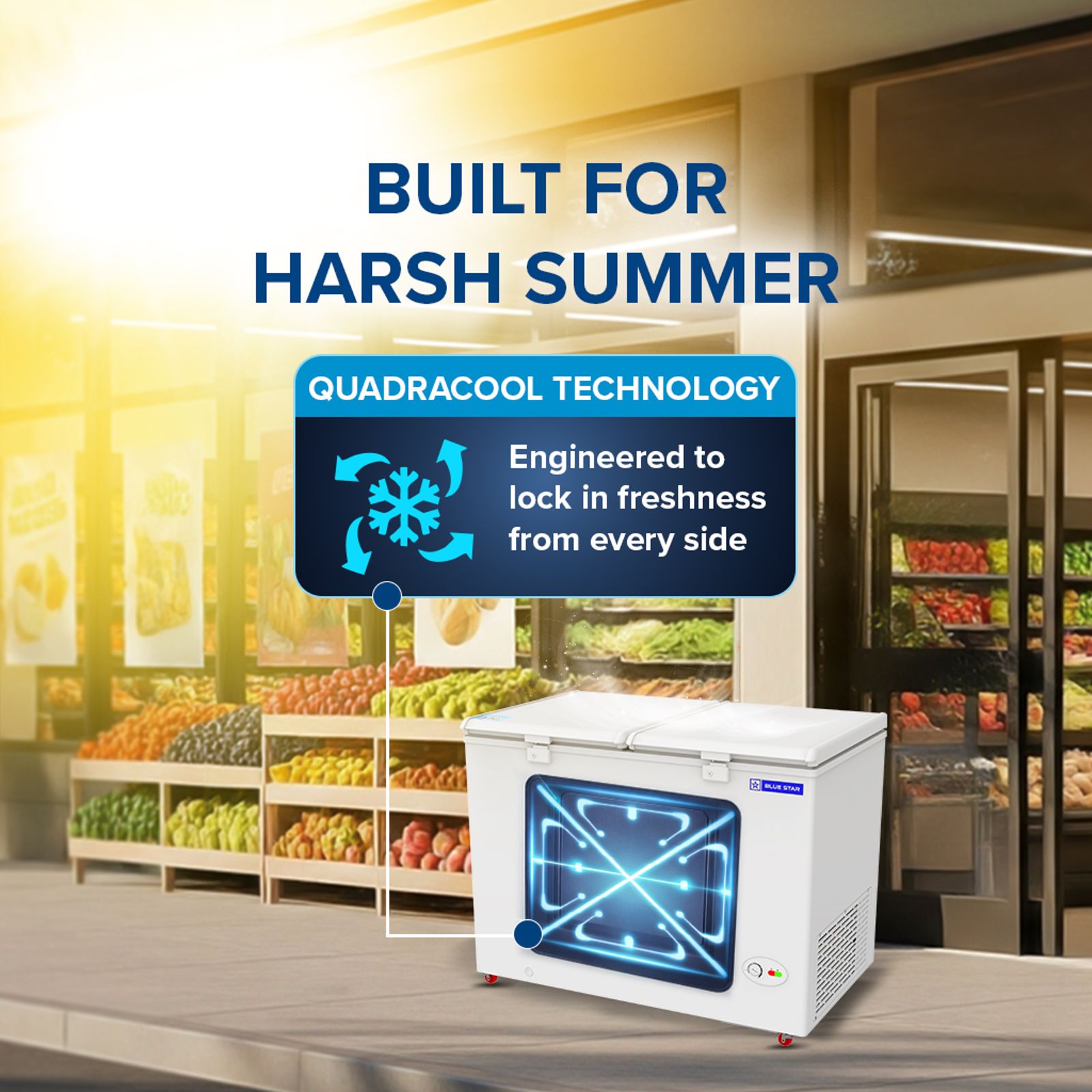 Blue Star N Series 300 Litres 4 Star Manual Defrost Double Door Convertible Deep Freezer with Quadracool Technology (HT4-N350, White)_10