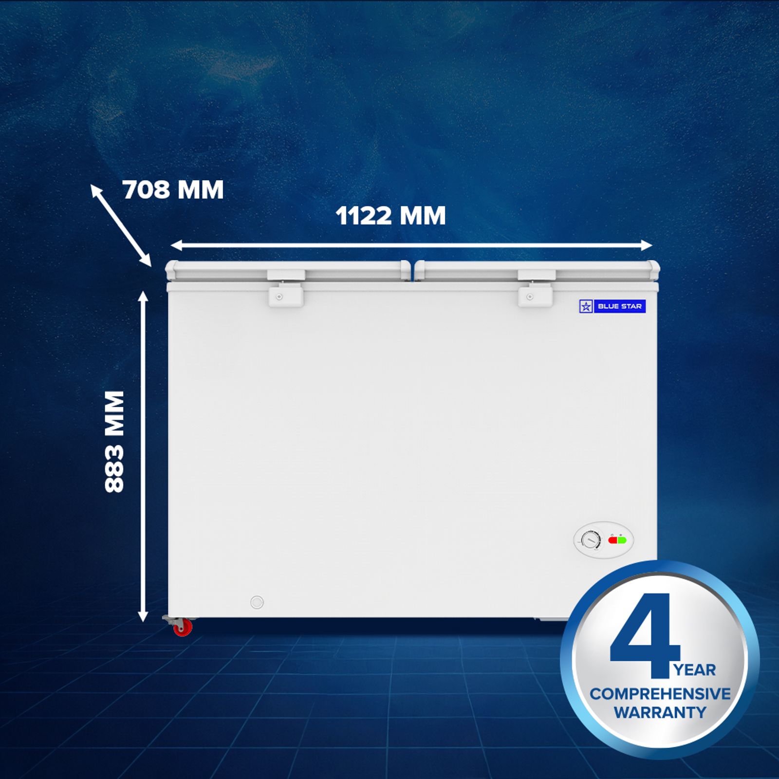 Blue Star N Series 300 Litres 4 Star Manual Defrost Double Door Convertible Deep Freezer with Quadracool Technology (HT4-N350, White)_8