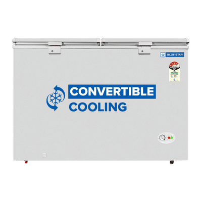 Blue Star N Series 350 Litres 4 Star Manual Defrost Double Door Convertible Deep Freezer with Quadracool Technology (HT4-N375, White)