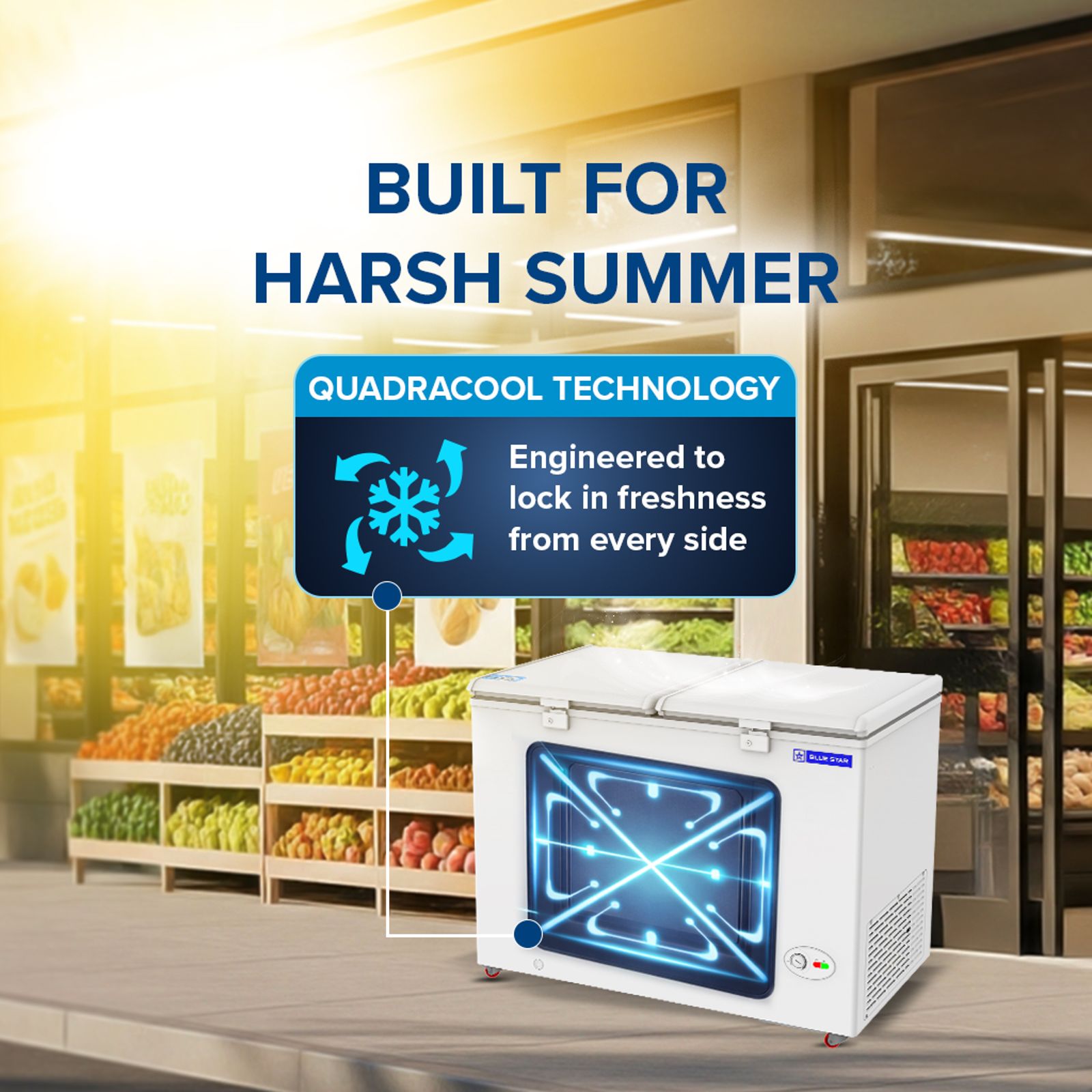 Blue Star N Series 350 Litres 4 Star Manual Defrost Double Door Convertible Deep Freezer with Quadracool Technology (HT4-N375, White)_10