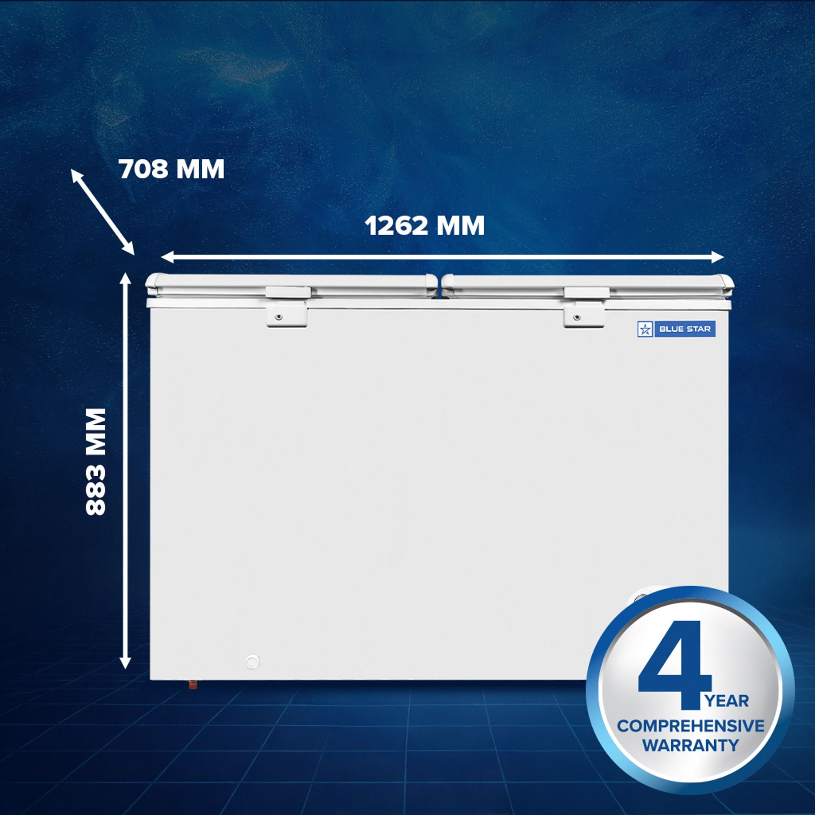 Blue Star N Series 350 Litres 4 Star Manual Defrost Double Door Convertible Deep Freezer with Quadracool Technology (HT4-N375, White)_6
