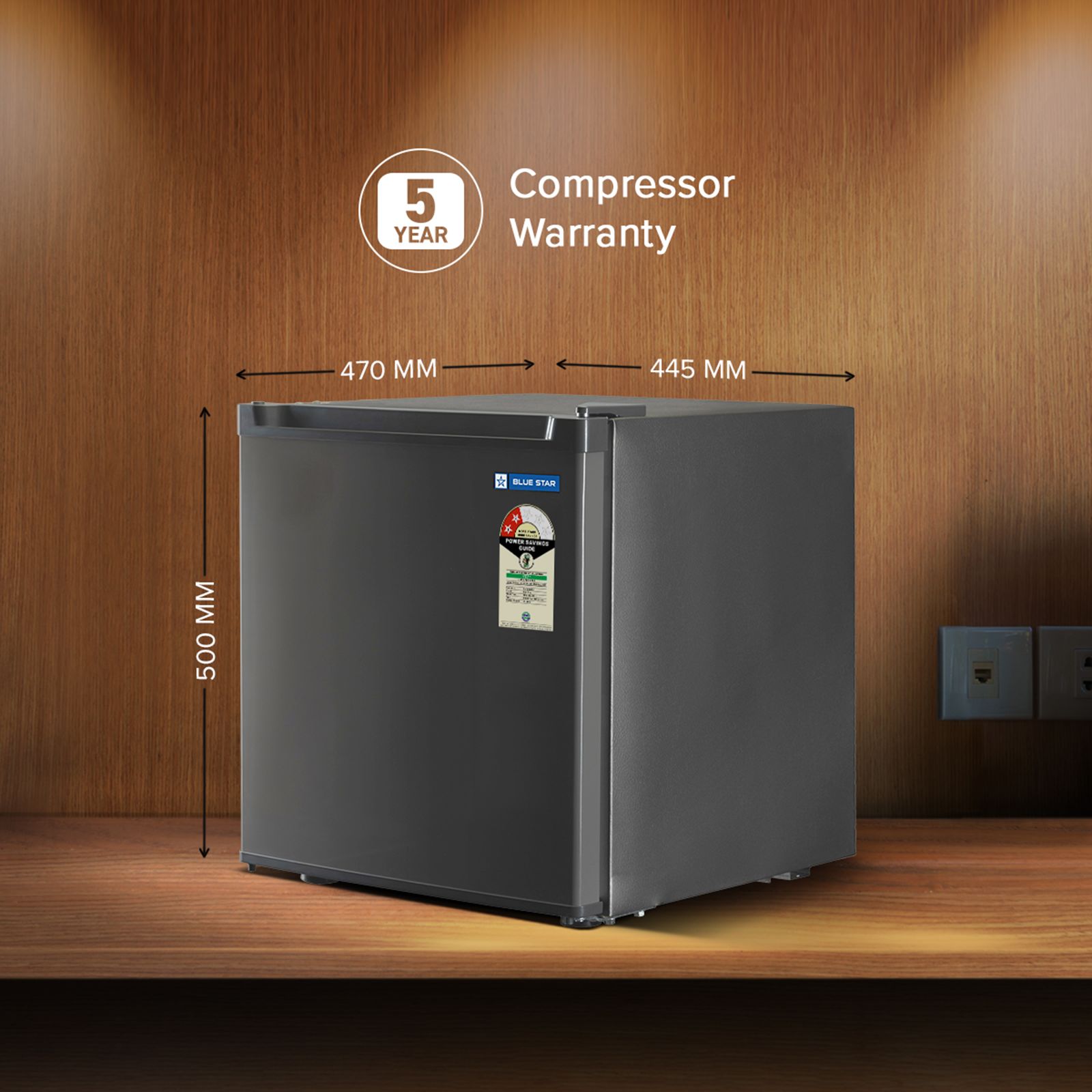 Blue Star G Series 45 Litres 2 Star Direct Cool Single Door Mini Refrigerator with Reversible Door (MR60-2GG, Grey) Blue Star G Series 45 Litres 2 Star Direct Cool Single Door Mini Refrigerator with Reversible Door (MR60-2GG, Grey)_4