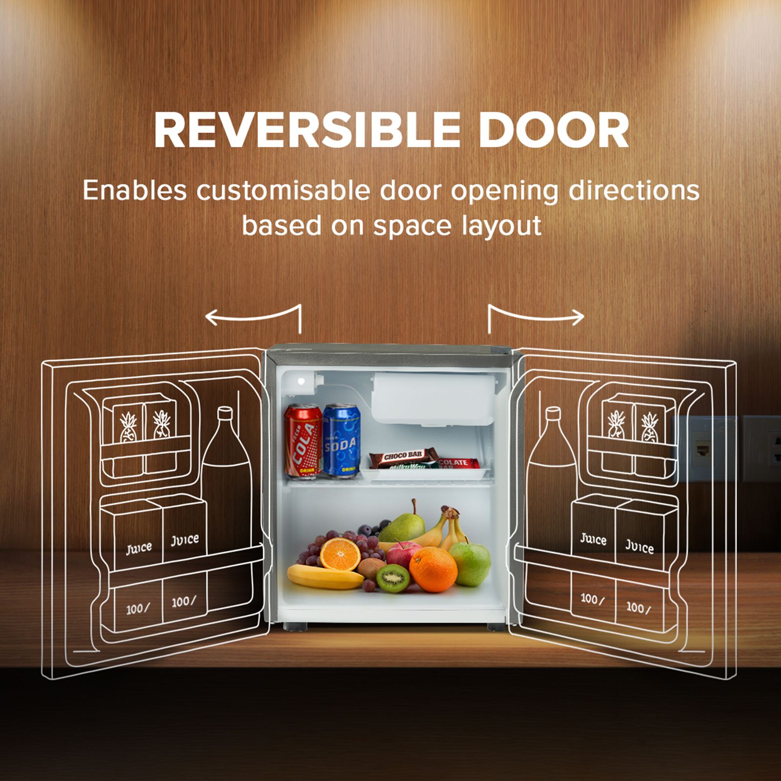 Blue Star G Series 45 Litres 2 Star Direct Cool Single Door Mini Refrigerator with Reversible Door (MR60-2GG, Grey) Blue Star G Series 45 Litres 2 Star Direct Cool Single Door Mini Refrigerator with Reversible Door (MR60-2GG, Grey)_6