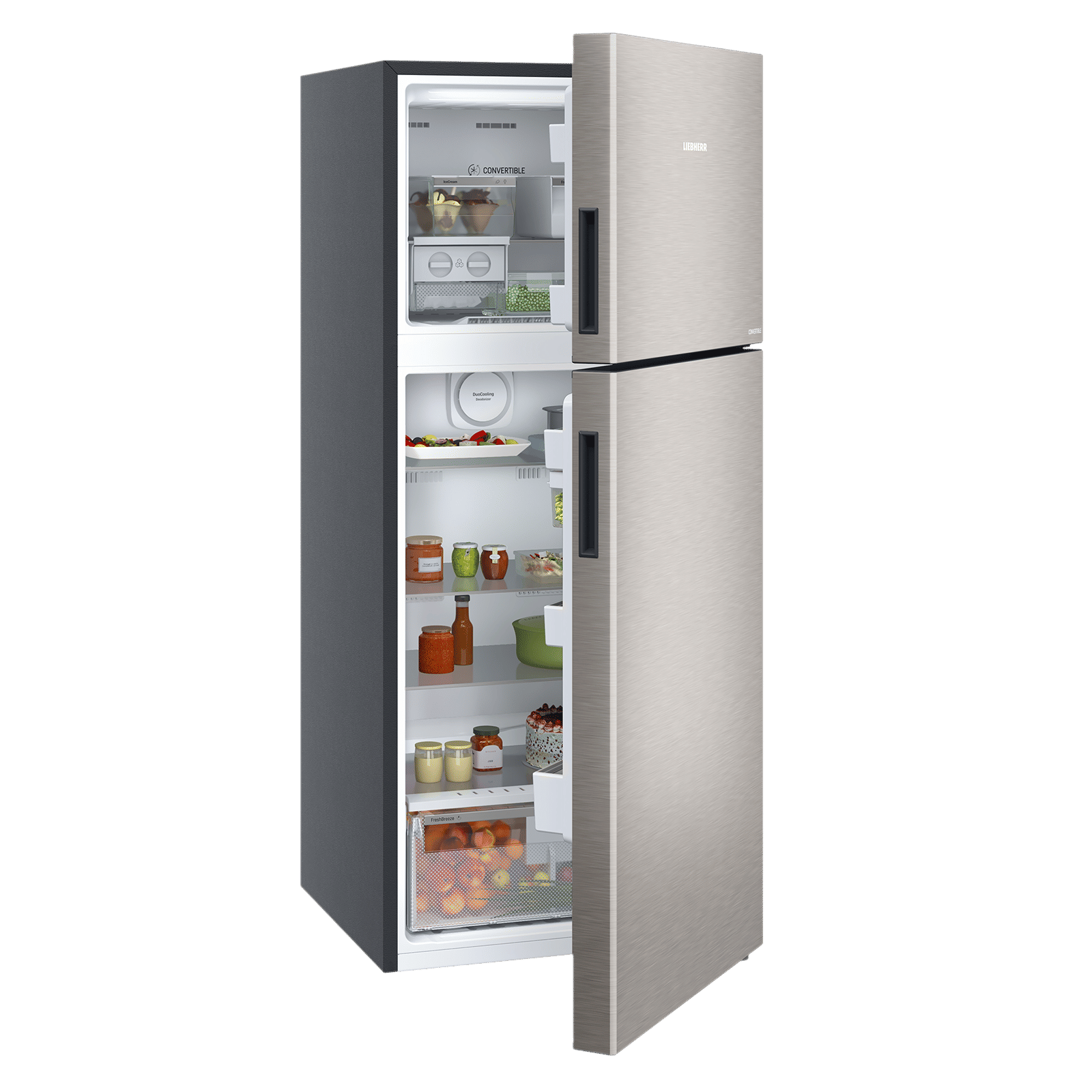 LIEBHERR Cluster 3 380 Litres 1 Star Frost Free Double Door Convertible Refrigerator with Duo Cooling (TVPssA 3831, Stainless Steel)_4