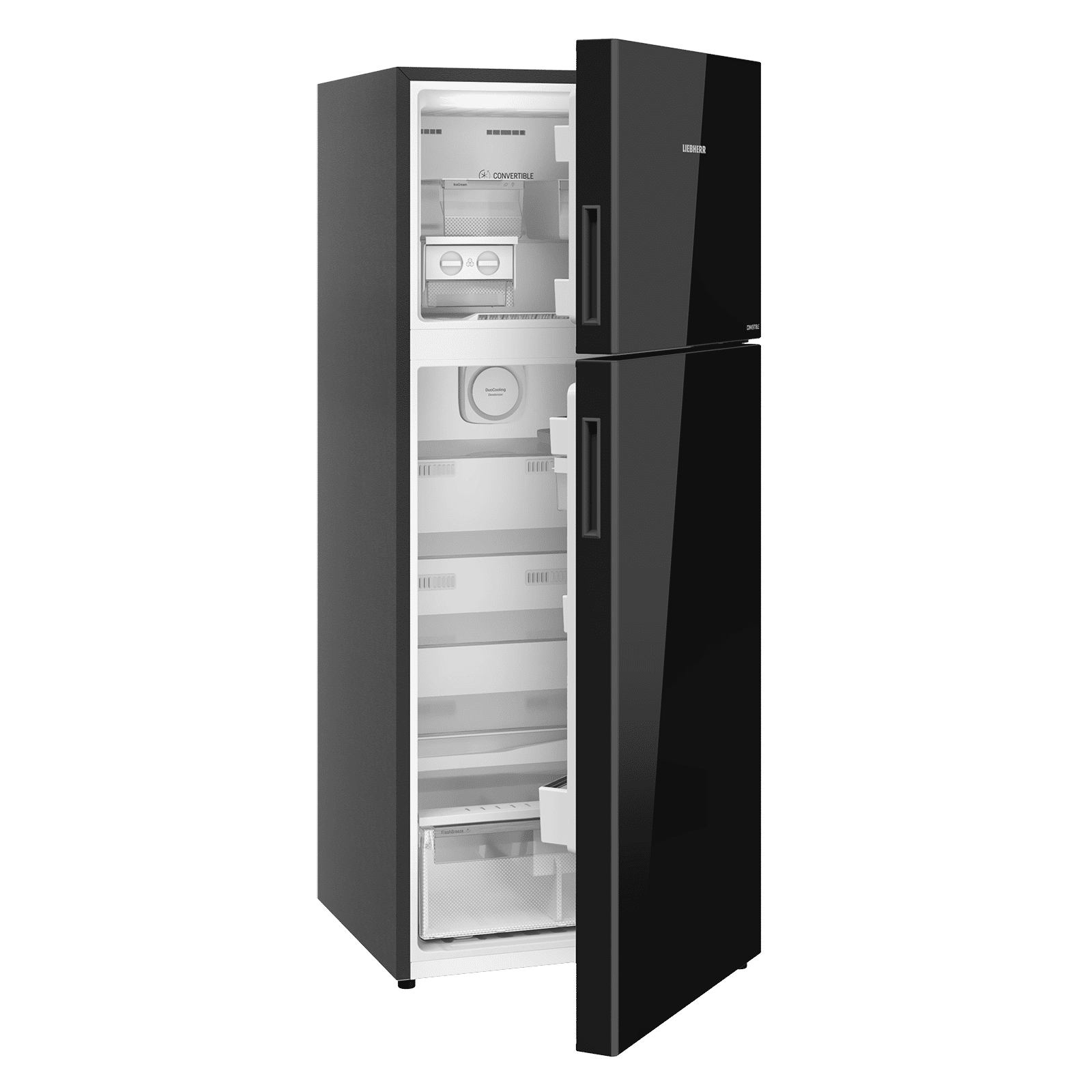 LIEBHERR Cluster 3 400 Litres 2 Star Frost Free Double Door Convertible Refrigerator with Duo Cooling (TVPbgB 4031, Black Gloss)_6