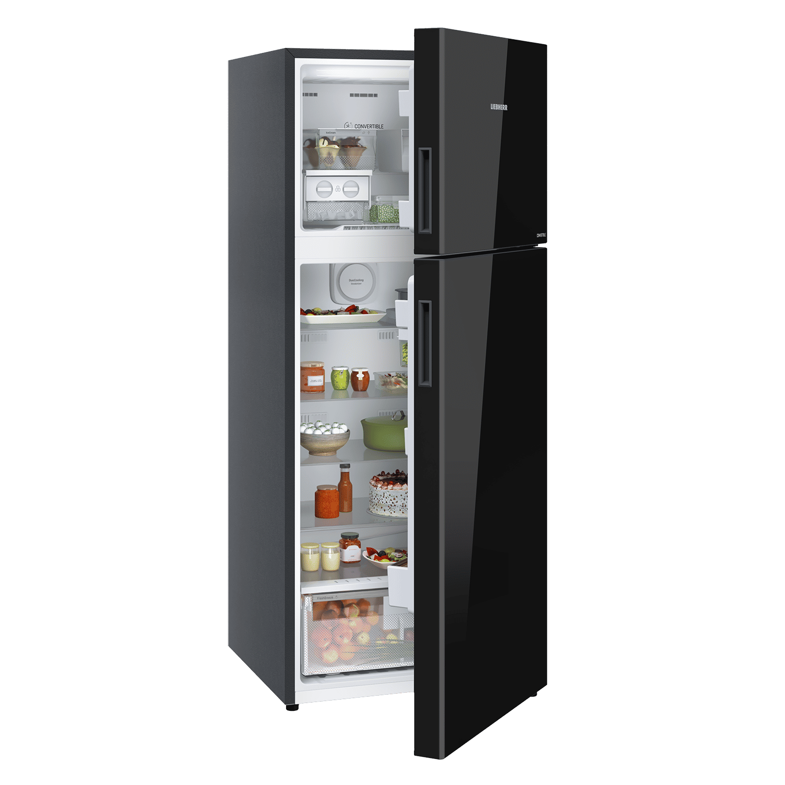 LIEBHERR Cluster 3 400 Litres 2 Star Frost Free Double Door Convertible Refrigerator with Duo Cooling (TVPbgB 4031, Black Gloss)_7