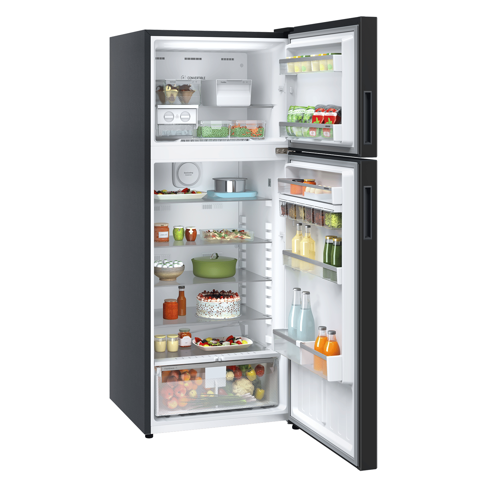 LIEBHERR Cluster 3 400 Litres 2 Star Frost Free Double Door Convertible Refrigerator with Duo Cooling (TVPbgB 4031, Black Gloss)_8