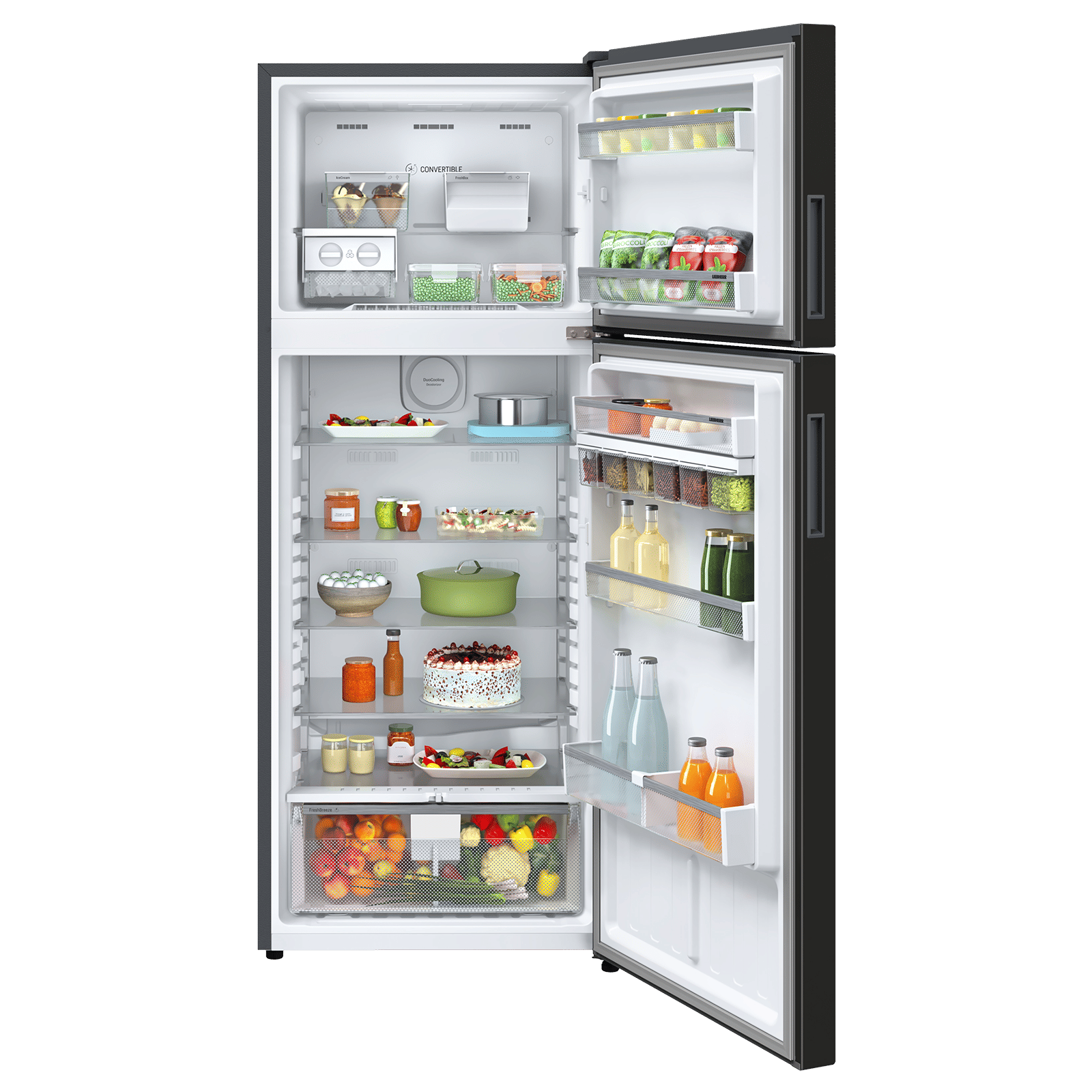 LIEBHERR Cluster 3 400 Litres 2 Star Frost Free Double Door Convertible Refrigerator with Duo Cooling (TVPbgB 4031, Black Gloss)_3