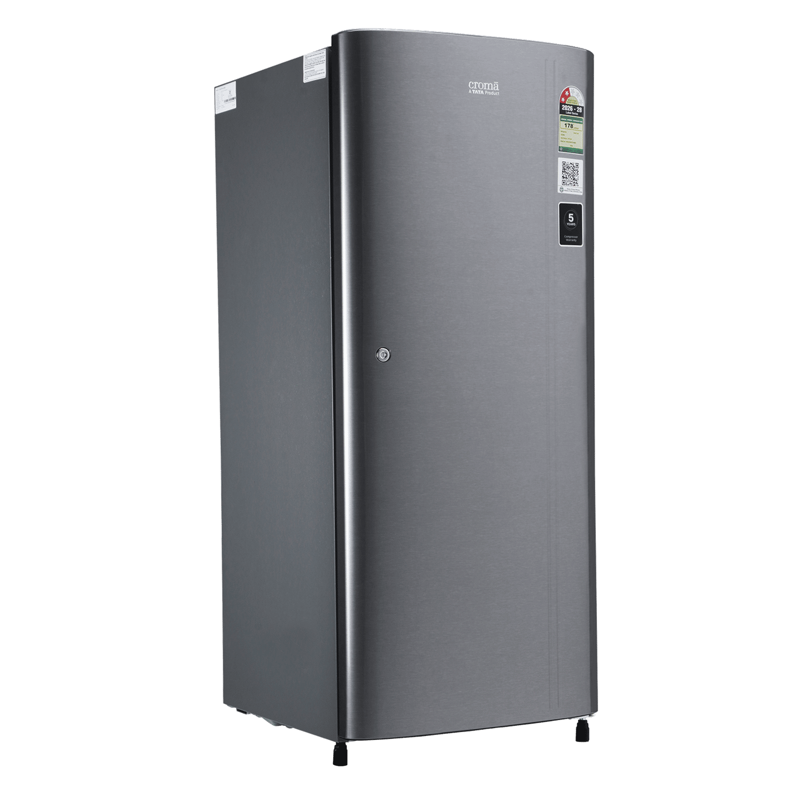 Croma 215 Litres 2 Star Direct Cool Single Door Refrigerator with Adjustable Toughened Glass Shelves (Hairline Grey) Croma 215 Litres 2 Star Direct Cool Single Door Refrigerator with Adjustable Toughened Glass Shelves (Hairline Grey)_3