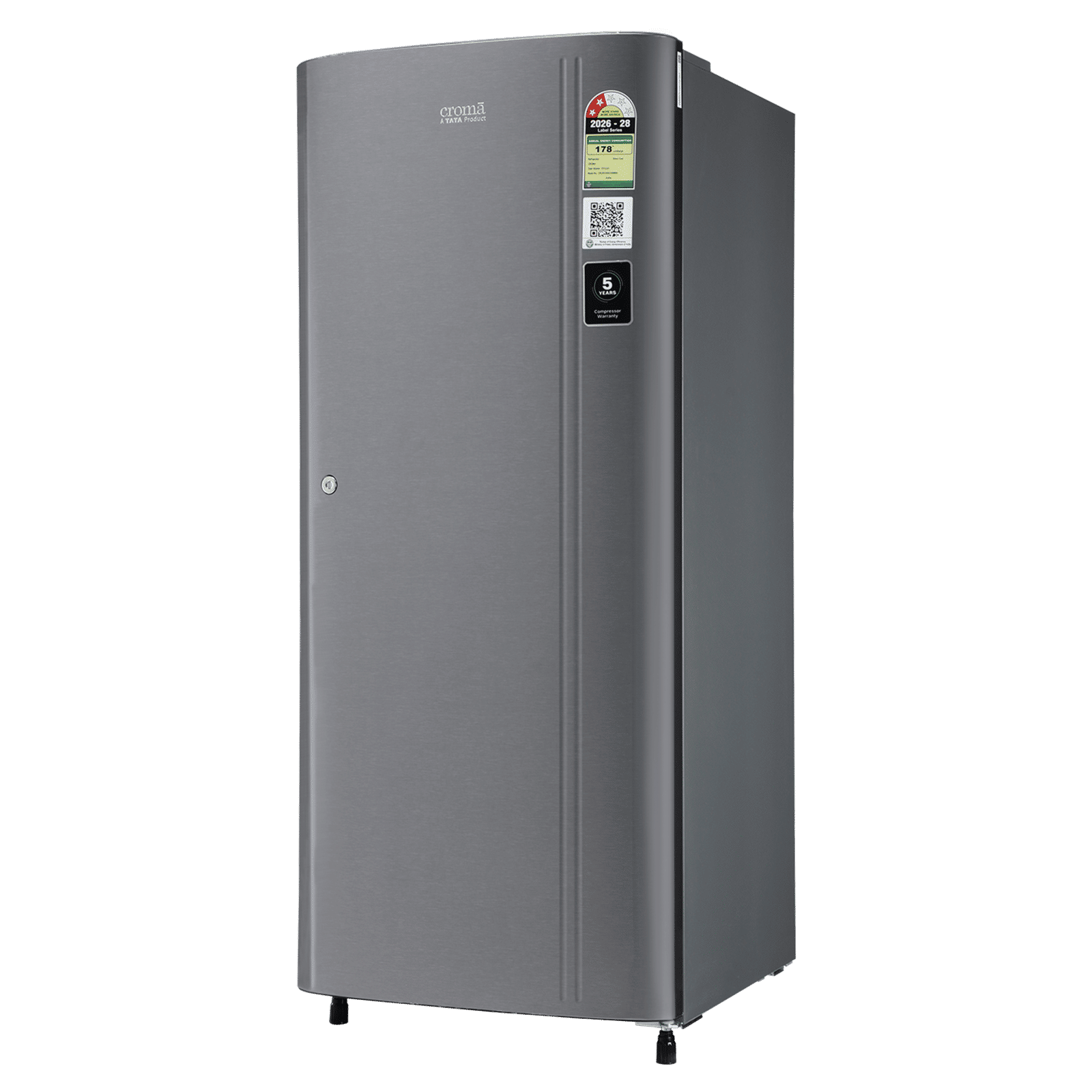 Croma 215 Litres 2 Star Direct Cool Single Door Refrigerator with Adjustable Toughened Glass Shelves (Hairline Grey) Croma 215 Litres 2 Star Direct Cool Single Door Refrigerator with Adjustable Toughened Glass Shelves (Hairline Grey)_4