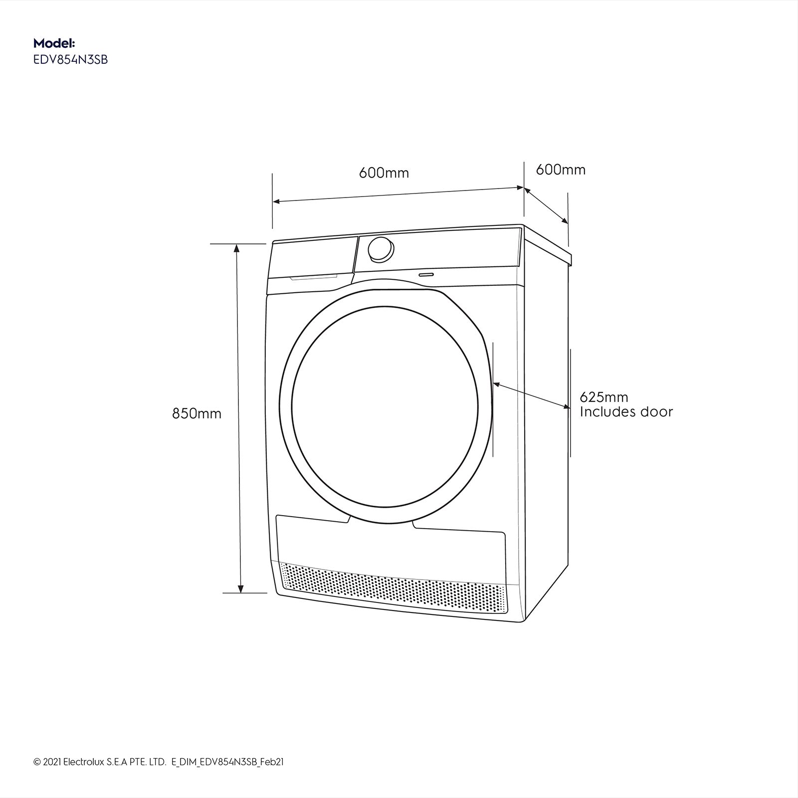 Elextrolux 8.5 kg Fully Automatic Front Load Dryer (UltimateCare 300, EDV854N3SB, Reverse Tumbling Technology, Dark Silver) Elextrolux 8.5 kg Fully Automatic Front Load Dryer (UltimateCare 300, EDV854N3SB, Reverse Tumbling Technology, Dark Silver)_5