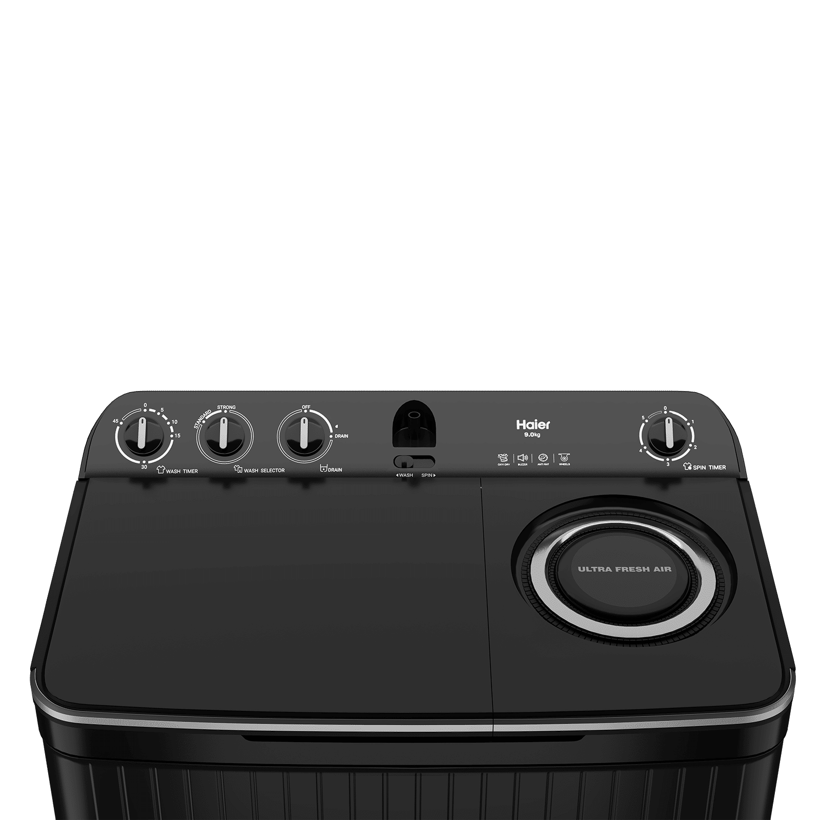 Haier 9 kg 5 Star Semi Automatic Washing Machine with Thunder Pulsator (HTW90-196BBK, Black) Haier 9 kg 5 Star Semi Automatic Washing Machine with Thunder Pulsator (HTW90-196BBK, Black)_8