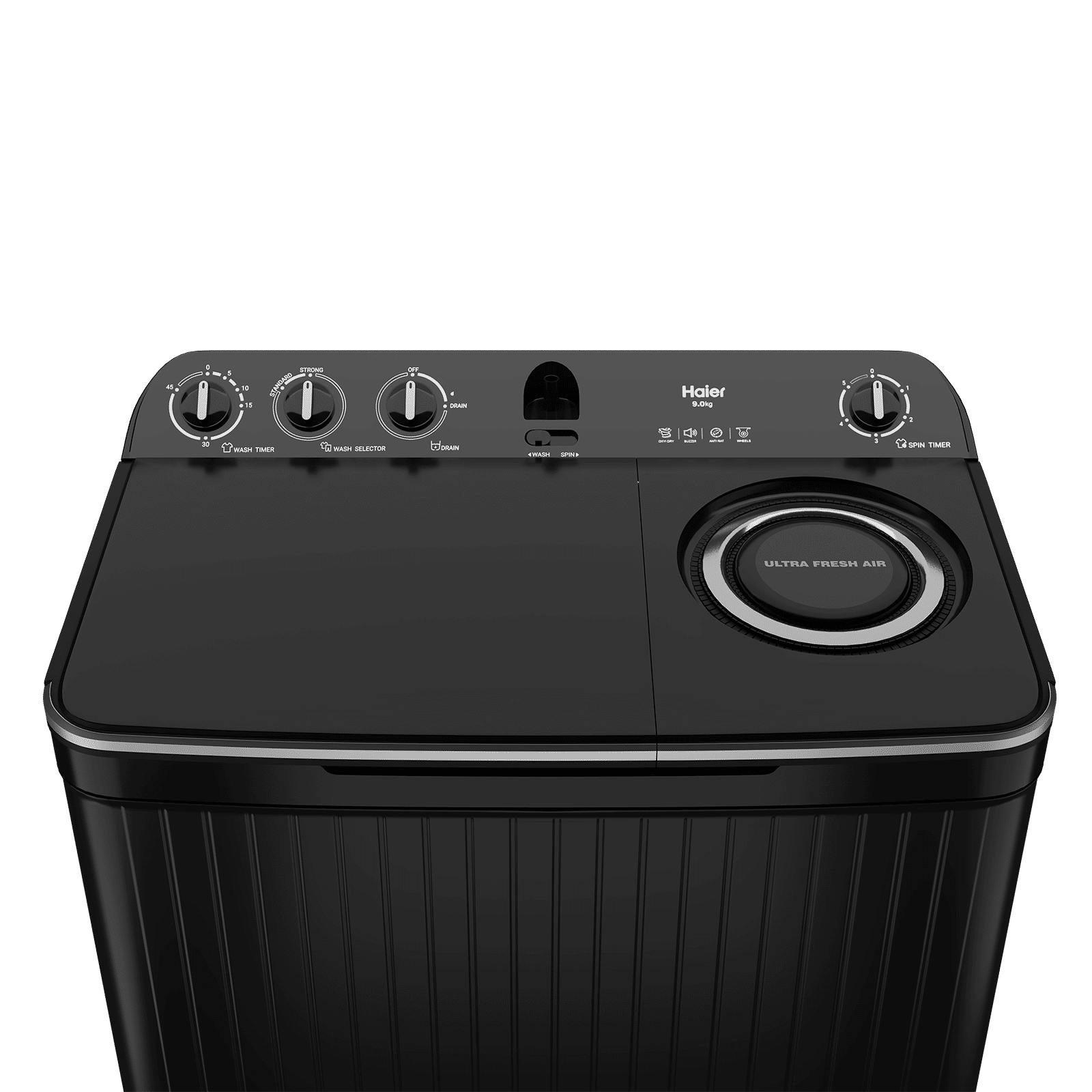 Haier 9 kg 5 Star Semi Automatic Washing Machine with Thunder Pulsator (HTW90-196BBK, Black) Haier 9 kg 5 Star Semi Automatic Washing Machine with Thunder Pulsator (HTW90-196BBK, Black)_9