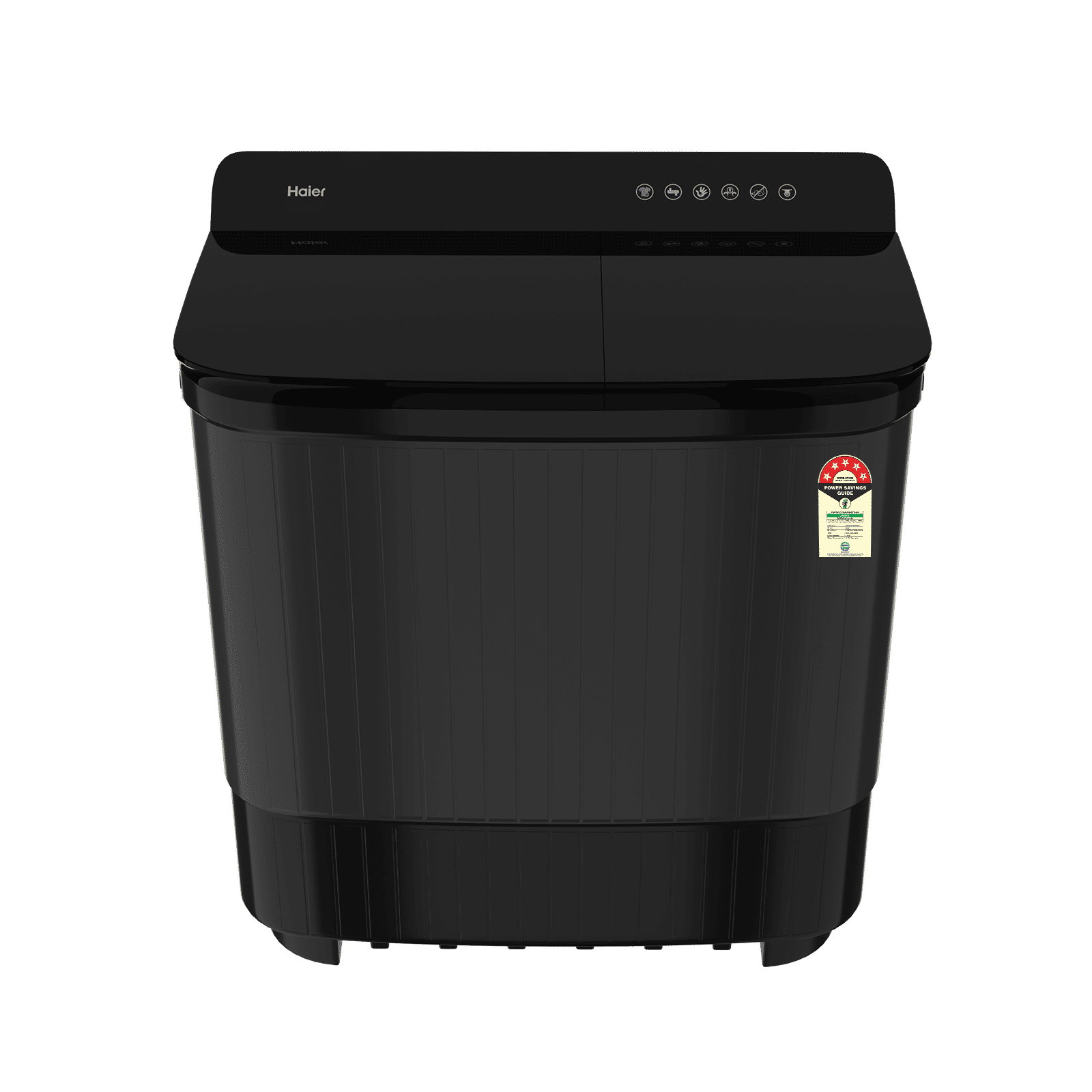 Haier 7.5 kg 5 Star Semi Automatic Washing Machine with Magic Filter (HTW75-178BBK, Black)_1