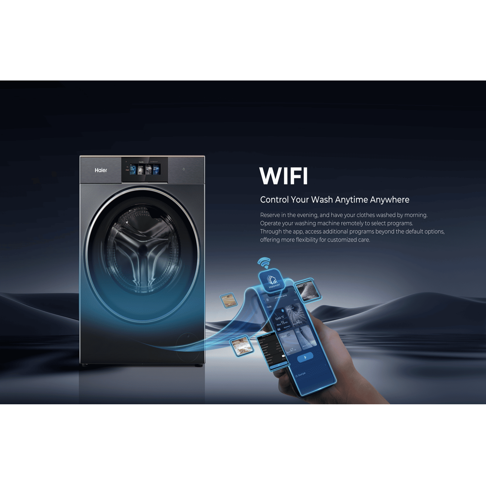 Haier 12/7 kg 5 Star Wi-Fi Inverter Fully Automatic Front Load Washing Machine (F17 Series, HWD120-DM14F17BKU1, Smart Tilted Touch Screen, Black) Haier 12/7 kg 5 Star Wi-Fi Inverter Fully Automatic Front Load Washing Machine (F17 Series, HWD120-DM14F17BKU1, Smart Tilted Touch Screen, Black)_16