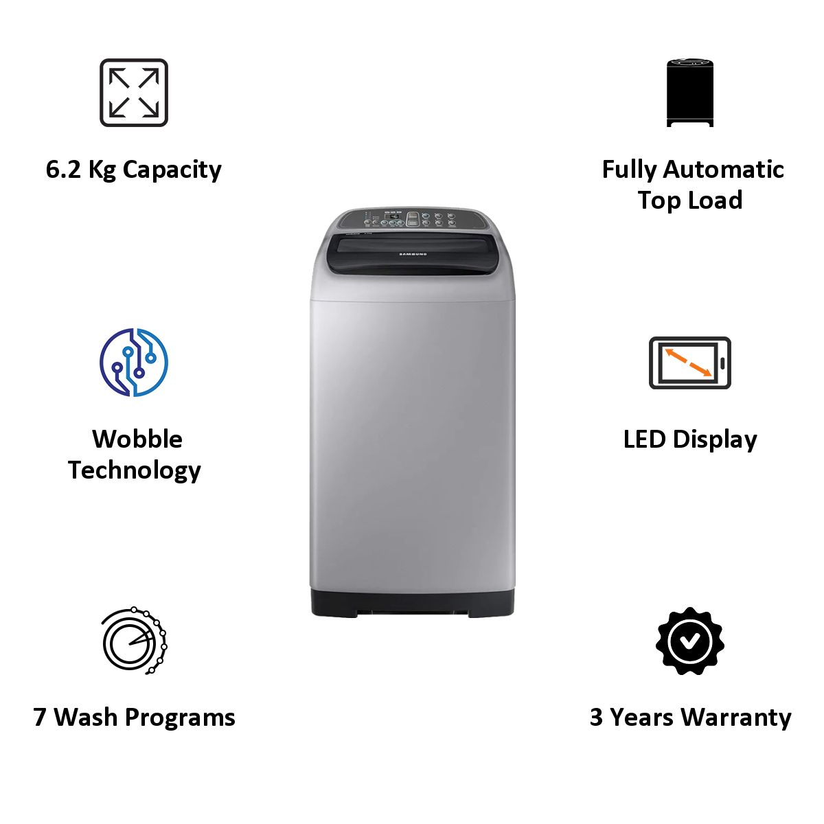 SAMSUNG 6.2 kg Fully Automatic Top Load Washing Machine (WA62M4200HA/TL, Magic Filter, Imperial Silver)_5