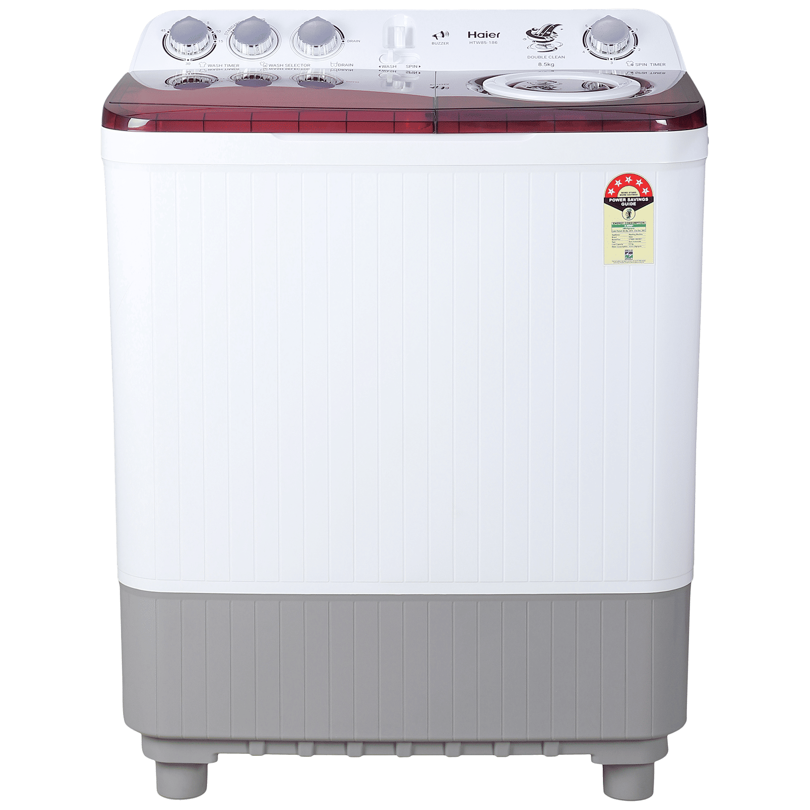 Haier 8.5 kg 5 Star Semi Automatic Washing Machine with 4D Magic Filter (HTW85-186S, Titanium Grey) Haier 8.5 kg 5 Star Semi Automatic Washing Machine with 4D Magic Filter (HTW85-186S, Titanium Grey)_1