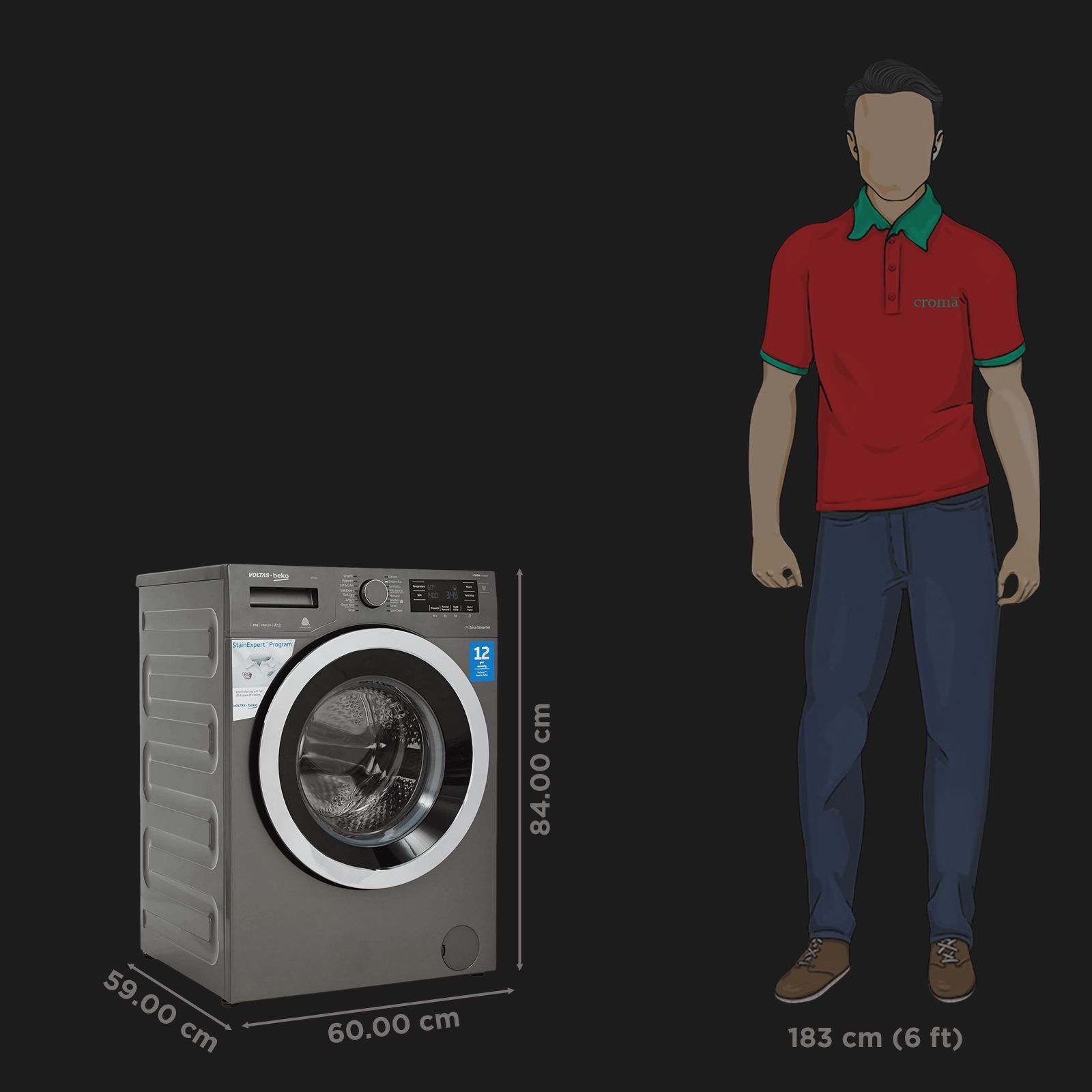 Voltas Beko 8 kg Inverter Fully Automatic Front Load Washing Machine (WFL80M, In-Built Heater, Manhattan Grey) Voltas Beko 8 kg Inverter Fully Automatic Front Load Washing Machine (WFL80M, In-Built Heater, Manhattan Grey)_2