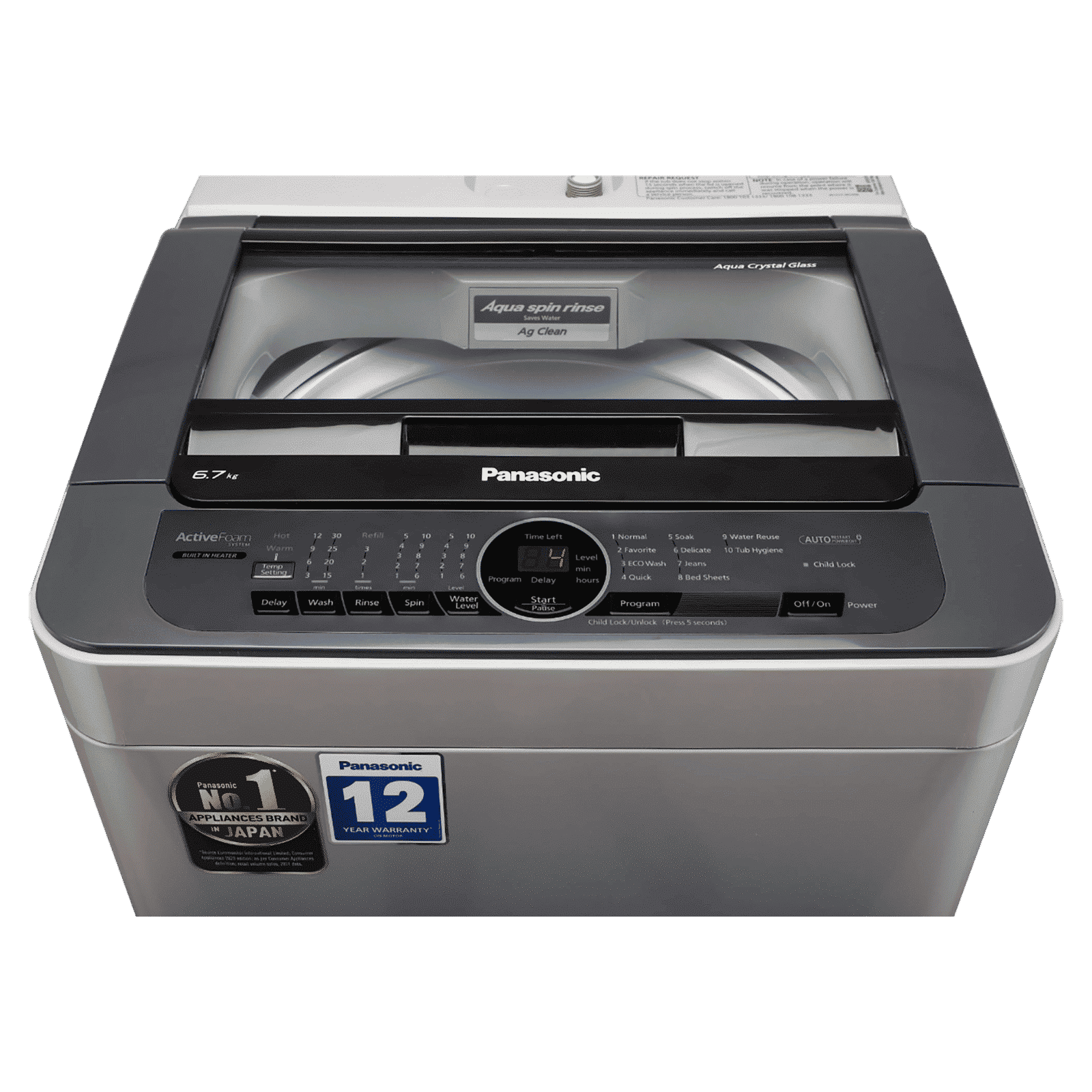 Panasonic 6.7 Kg Fully Automatic Top Loading Washing Machine (NA-F67BH8MRB, Middle Free Silver)_8