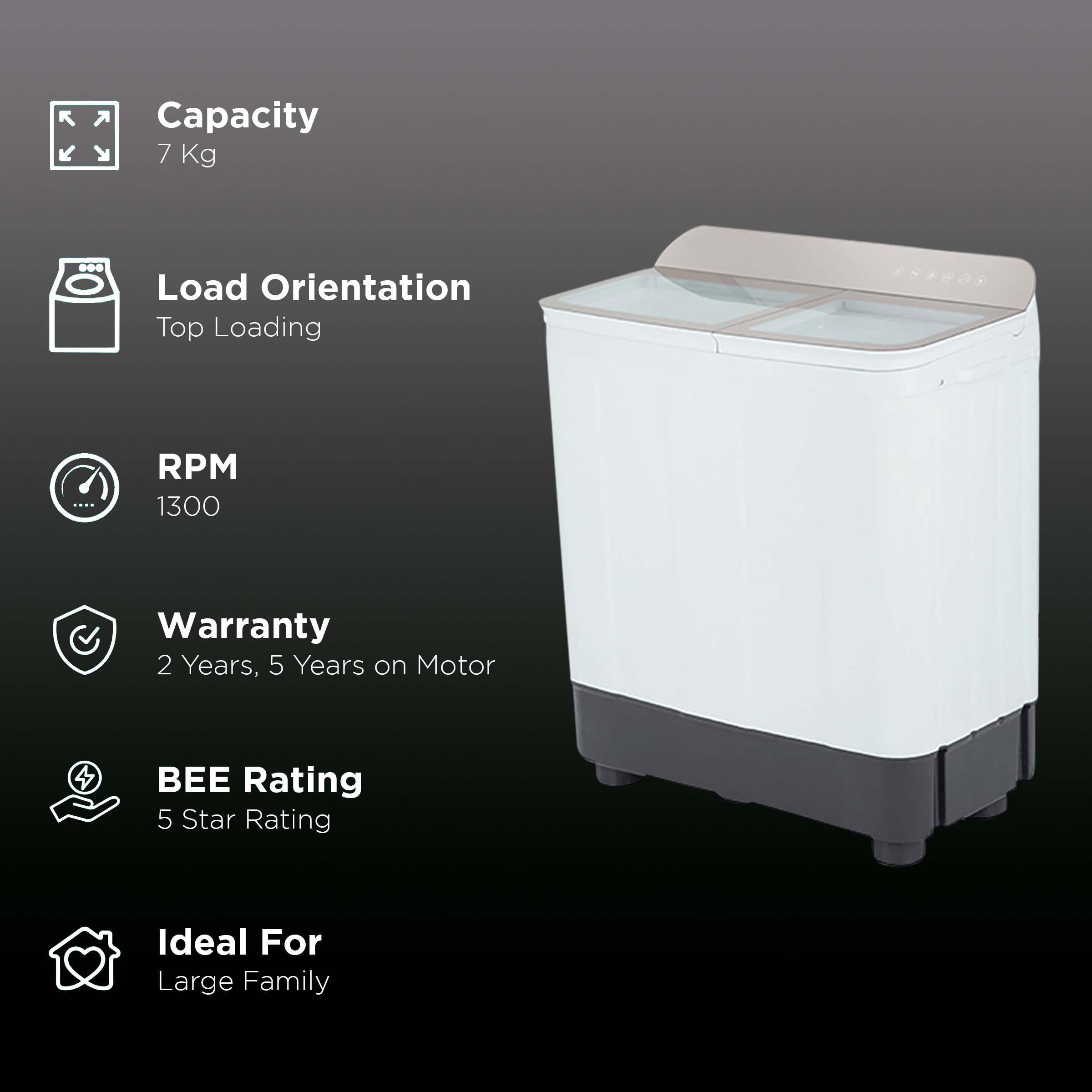 Haier 7 kg 5 Star Semi Automatic Washing Machine with Anti Rat Mesh (HTW70-178, Champagne Gold) Haier 7 kg 5 Star Semi Automatic Washing Machine with Anti Rat Mesh (HTW70-178, Champagne Gold)_2