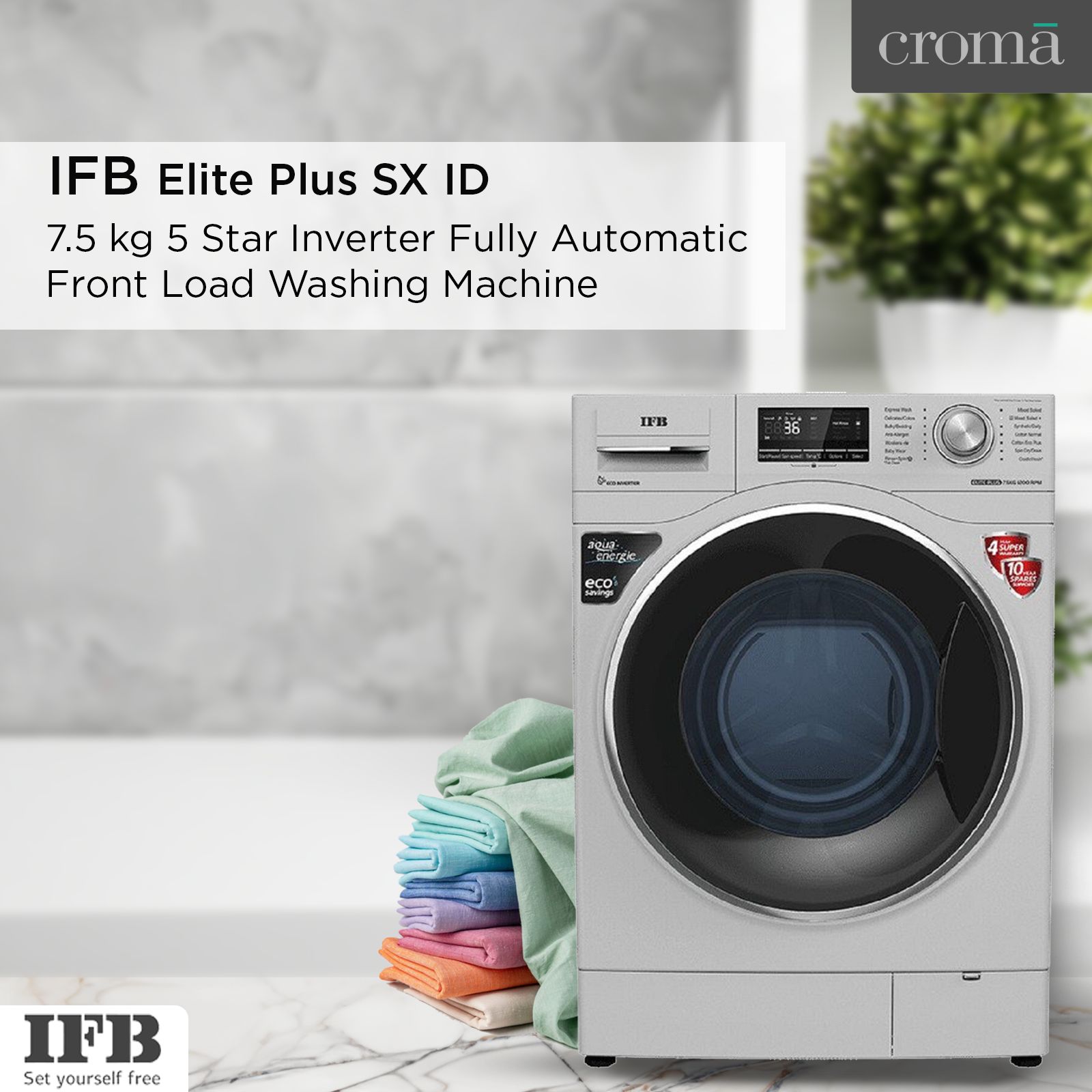 IFB 7.5 kg 5 Star Inverter Fully Automatic Front Load Washing Machine (Elite Plus SX ID, Swirl Wash Technology, Silver)_7